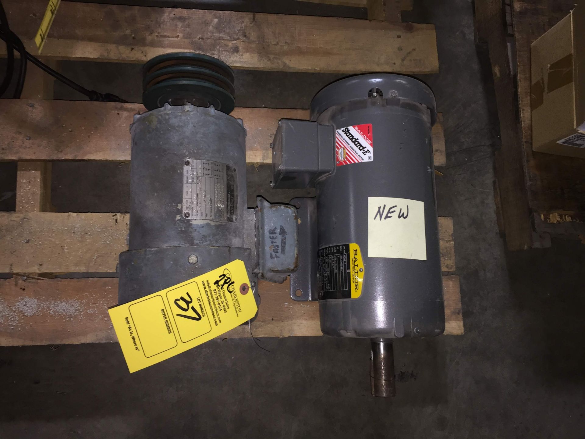 (1) 3 HP BALDOR ELECTRIC MOTOR (1) 1.5 HP WESTINGHOUSE ELECTRIC MOTOR