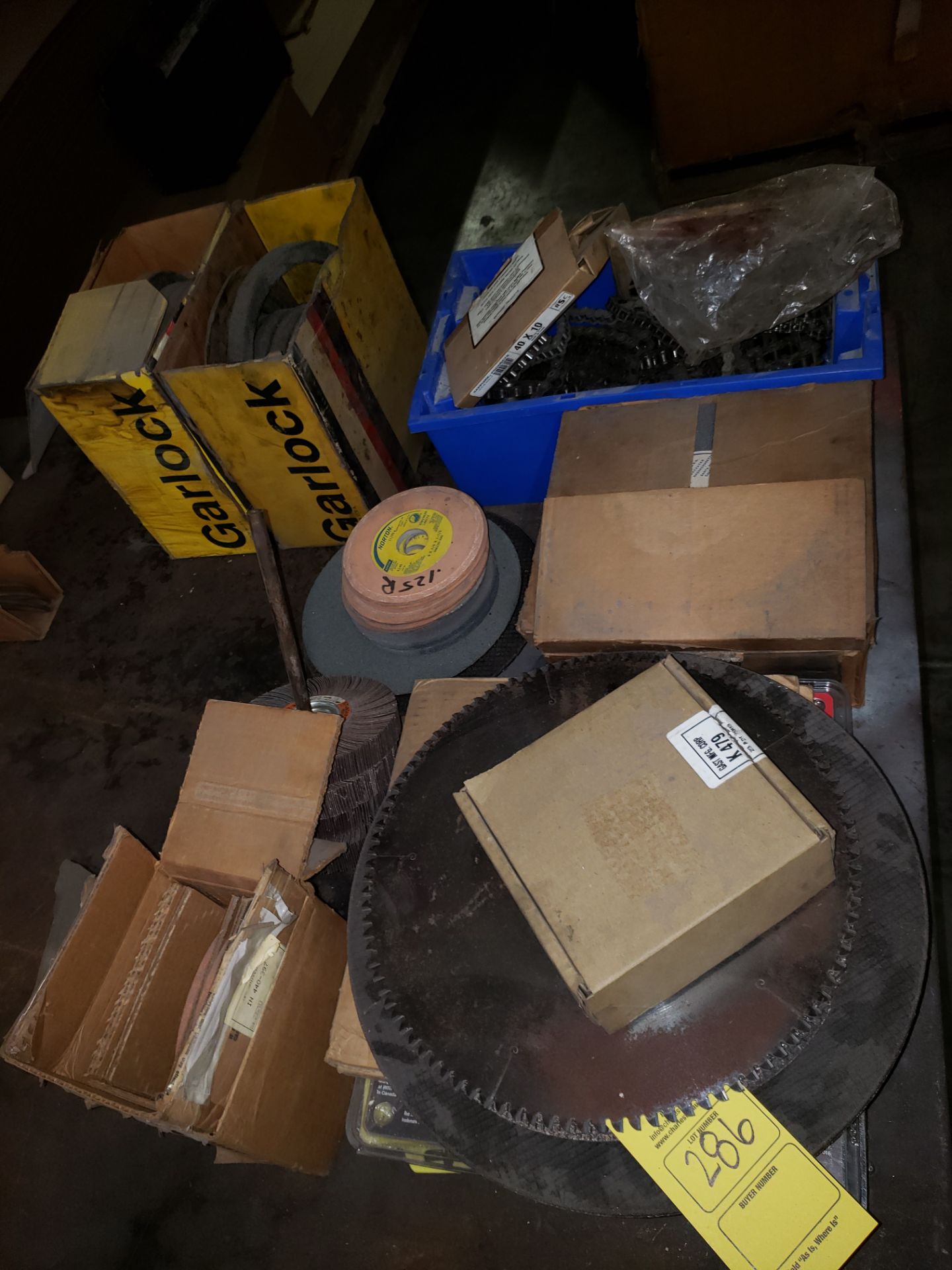 LOT OF SAW BLADES; GRINDING WHEEL & CHAIN - Image 2 of 4