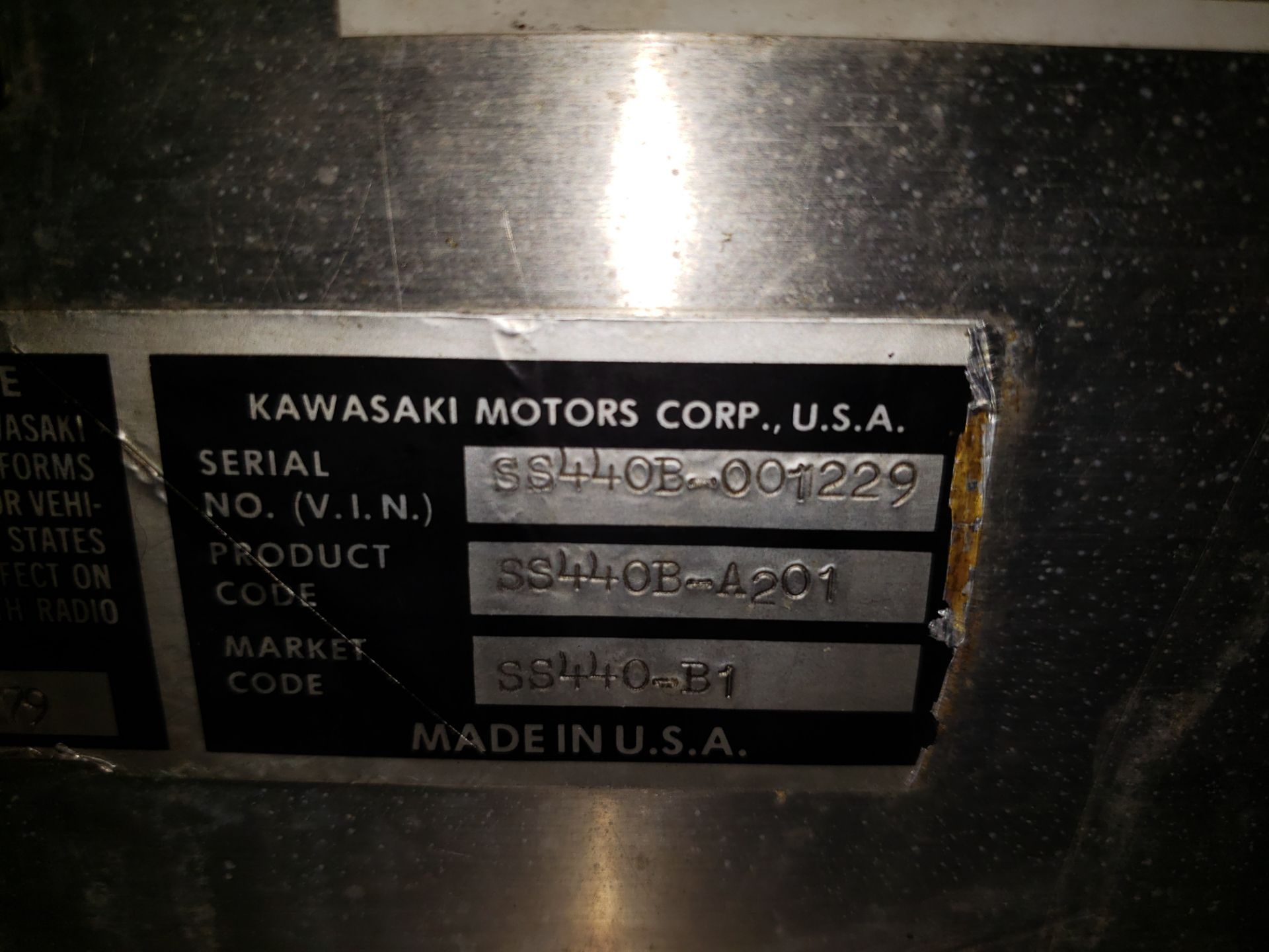 KAWASAKI LTD INVADER 4/6 SNOWMOBILE 1725 MILES S#SS440B-001229 - Image 2 of 6