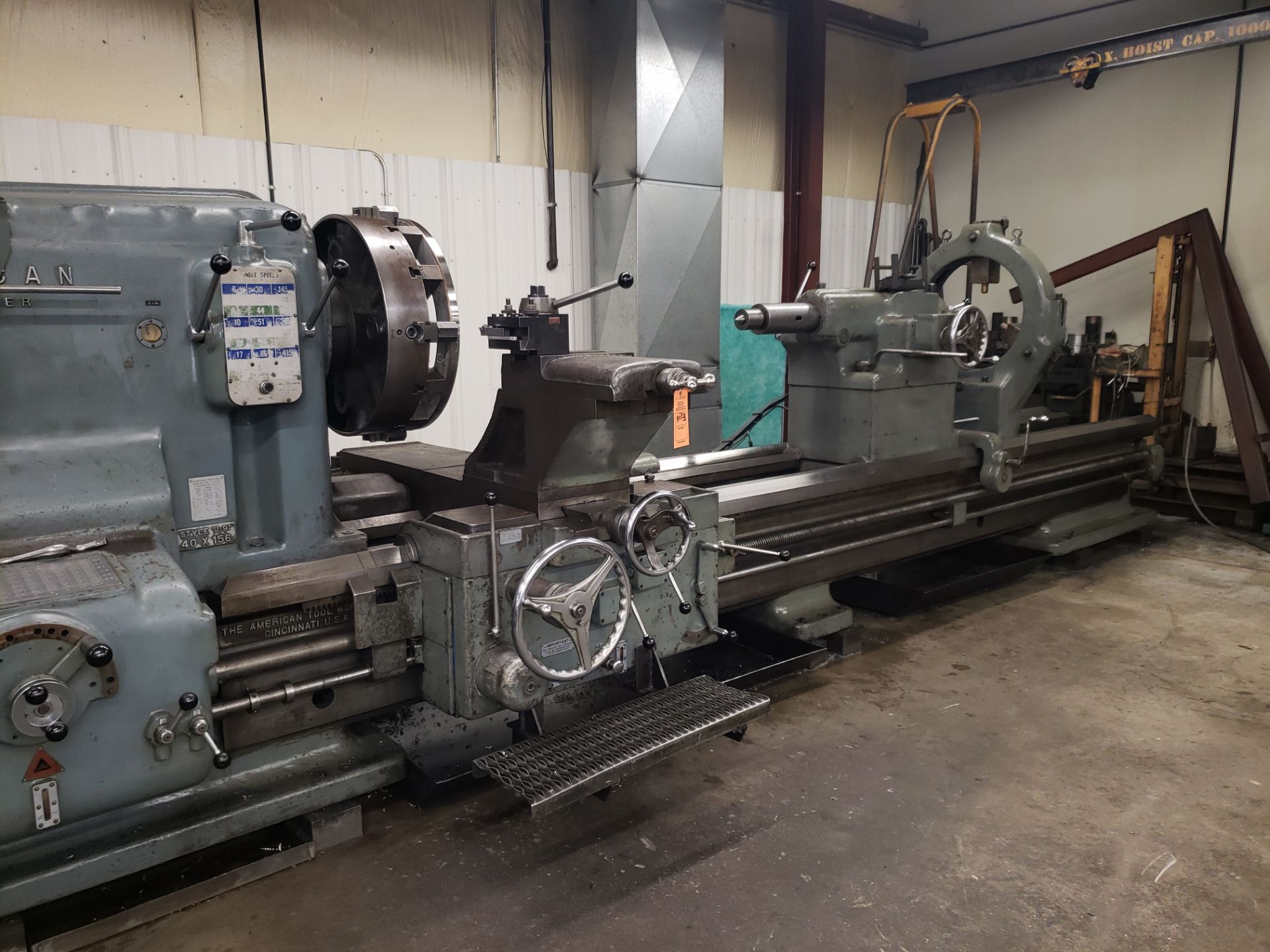 AMERICAN PACEMAKER U-9 LATHE 40 X 156 40 HP ACU-RITE DRO M-2XG PALLET OF TOOLING FACE PLATE (LOCATED - Image 5 of 12
