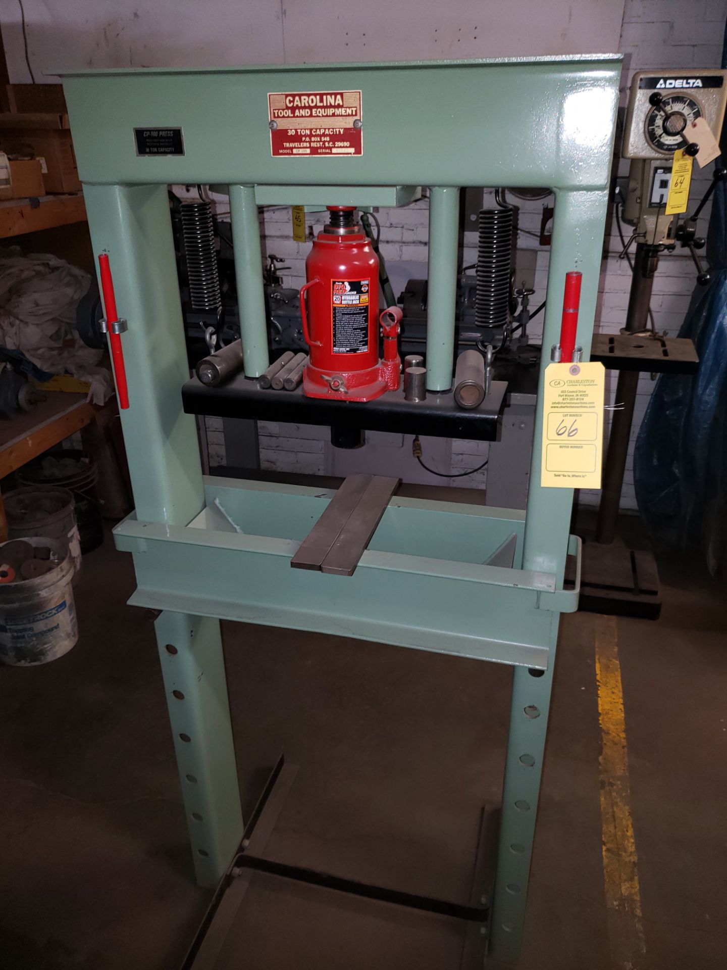 CAROLINA TOOL H-FRAME PRESS MODEL-CP100 S#01242 30 TON