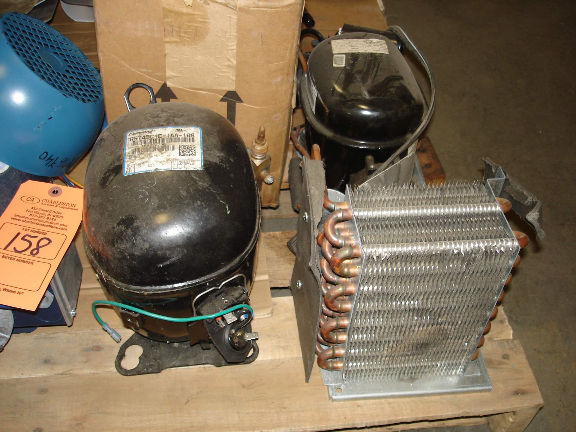 PALLET OF MISC INDUSTRIAL AND HVAC ITEMS MOTORS COMPRESSORS FANS (LOCATED AT: 1200 KIBBY STREET BLDG - Image 3 of 6