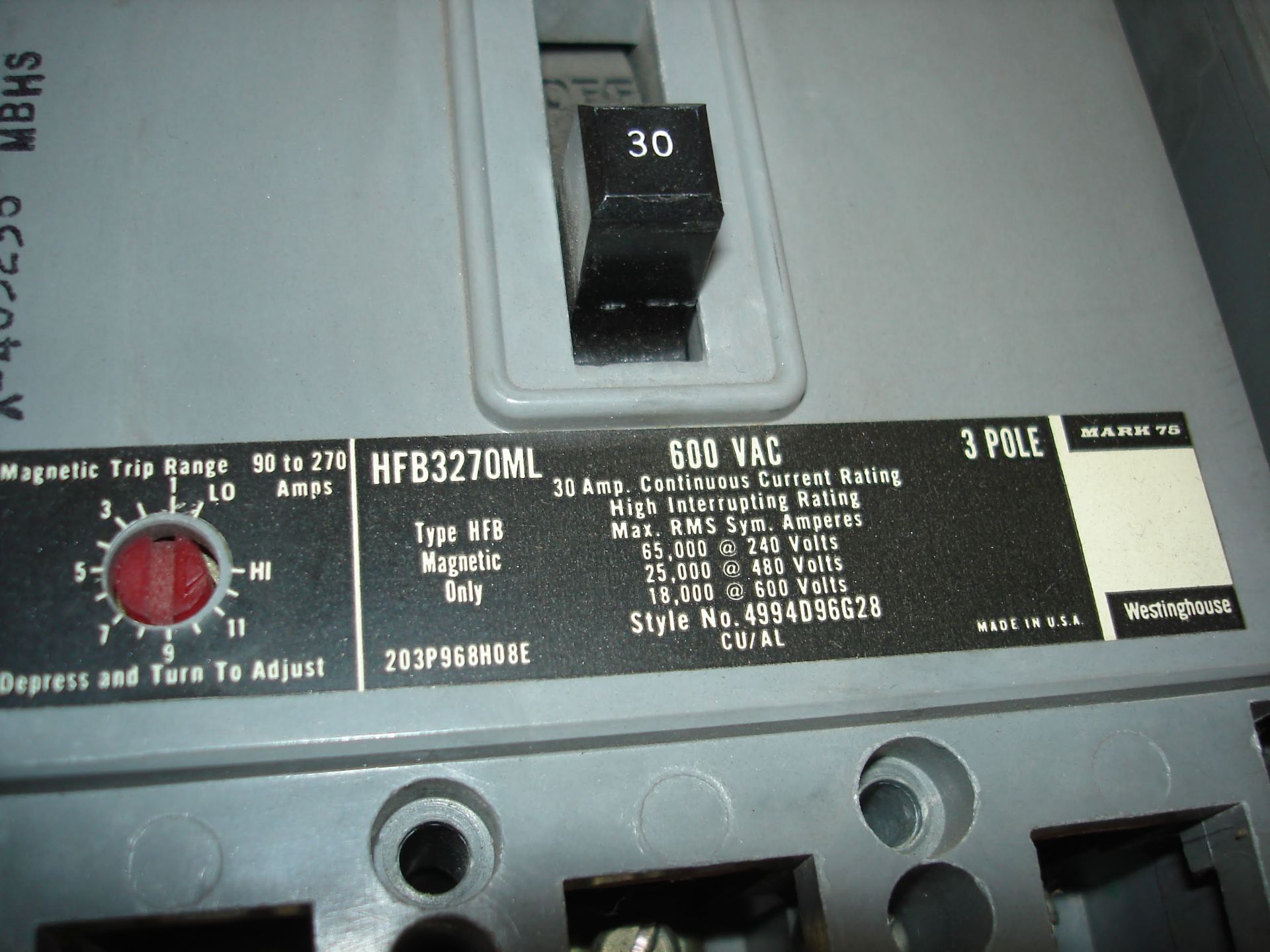 (3) WESTINGHOUSE MARK 75 HFB3110ML BREAKERS AND ALL OTHER ITEMS INCLUDED IN PHOTOS! (LOCATED AT: - Image 4 of 4