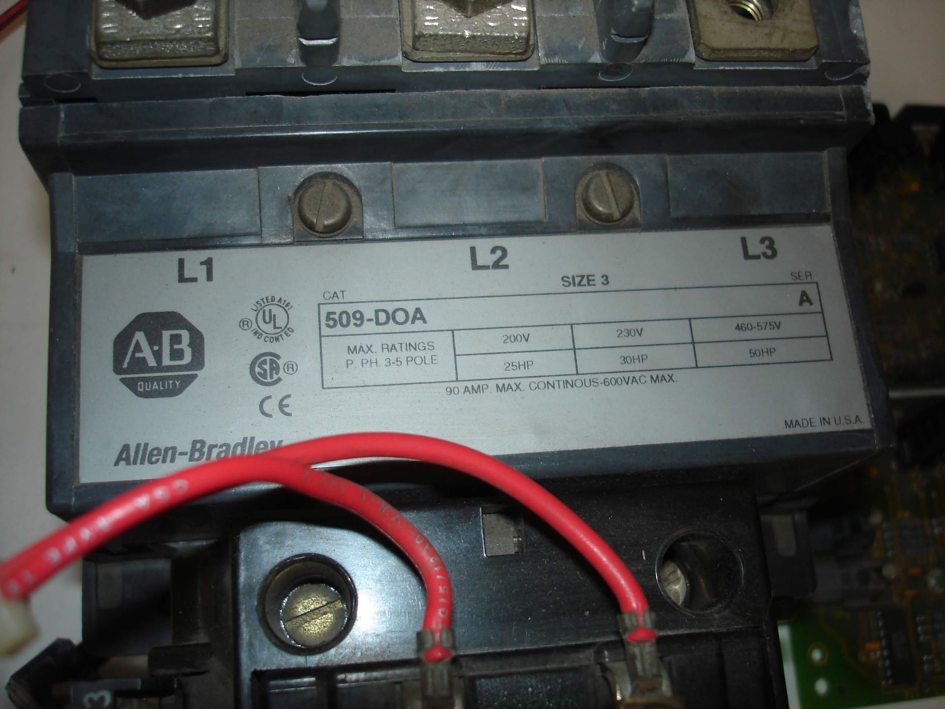 (3) MISC ALLEN BRADLEY ELECTRICAL ITEMS: CONTACTOR STARTER 509-DOA, SCR GATE DRIVER 80165-158-53 ( - Image 2 of 4