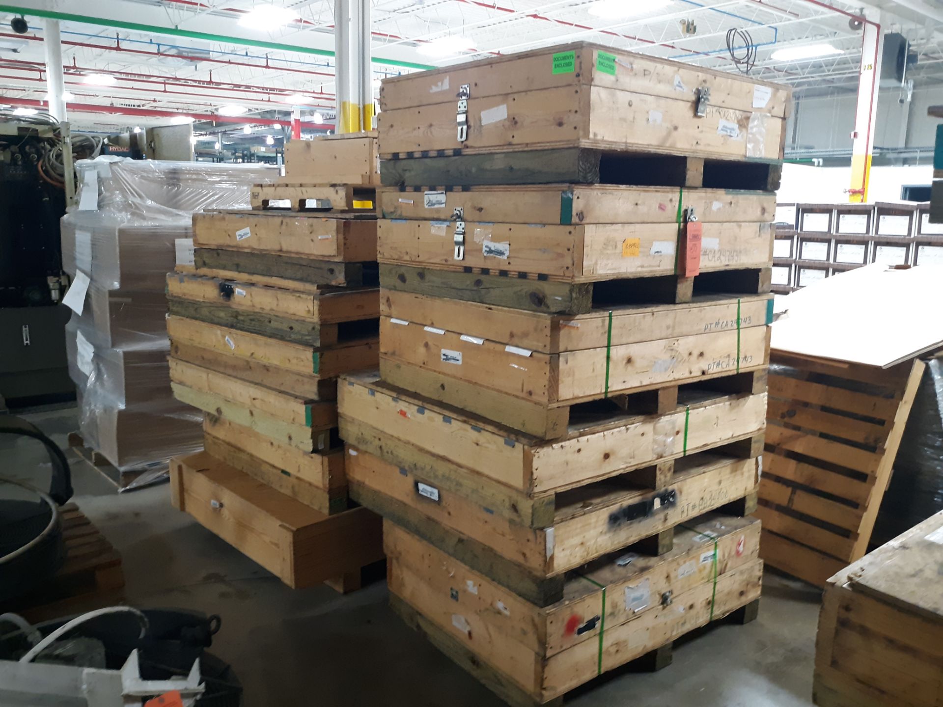 (2) STACKS OF SHIPPING/STORAGE CRATES FOR MACHINERY TOOLING ; RIGGING FEE: $10
