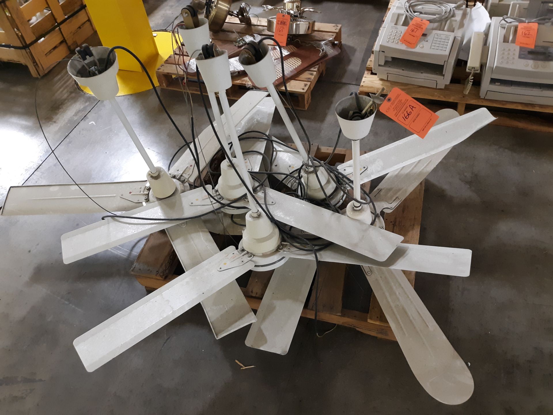(5) 3 BLADE CEILING FANS (LOCATED AT: 570 S. MAIN STREET, CHURUBUSCO, IN 46723) RIGGING FEE: $10
