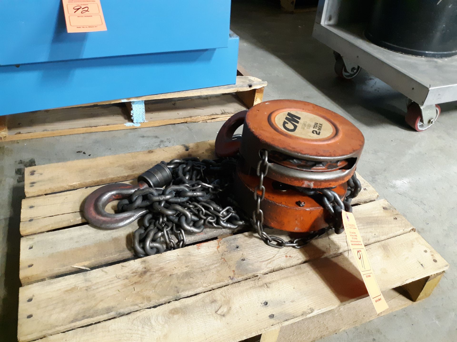 CM 2-TON MANUAL CHAIN HOIST SERIES-622; RIGGING FEE $10