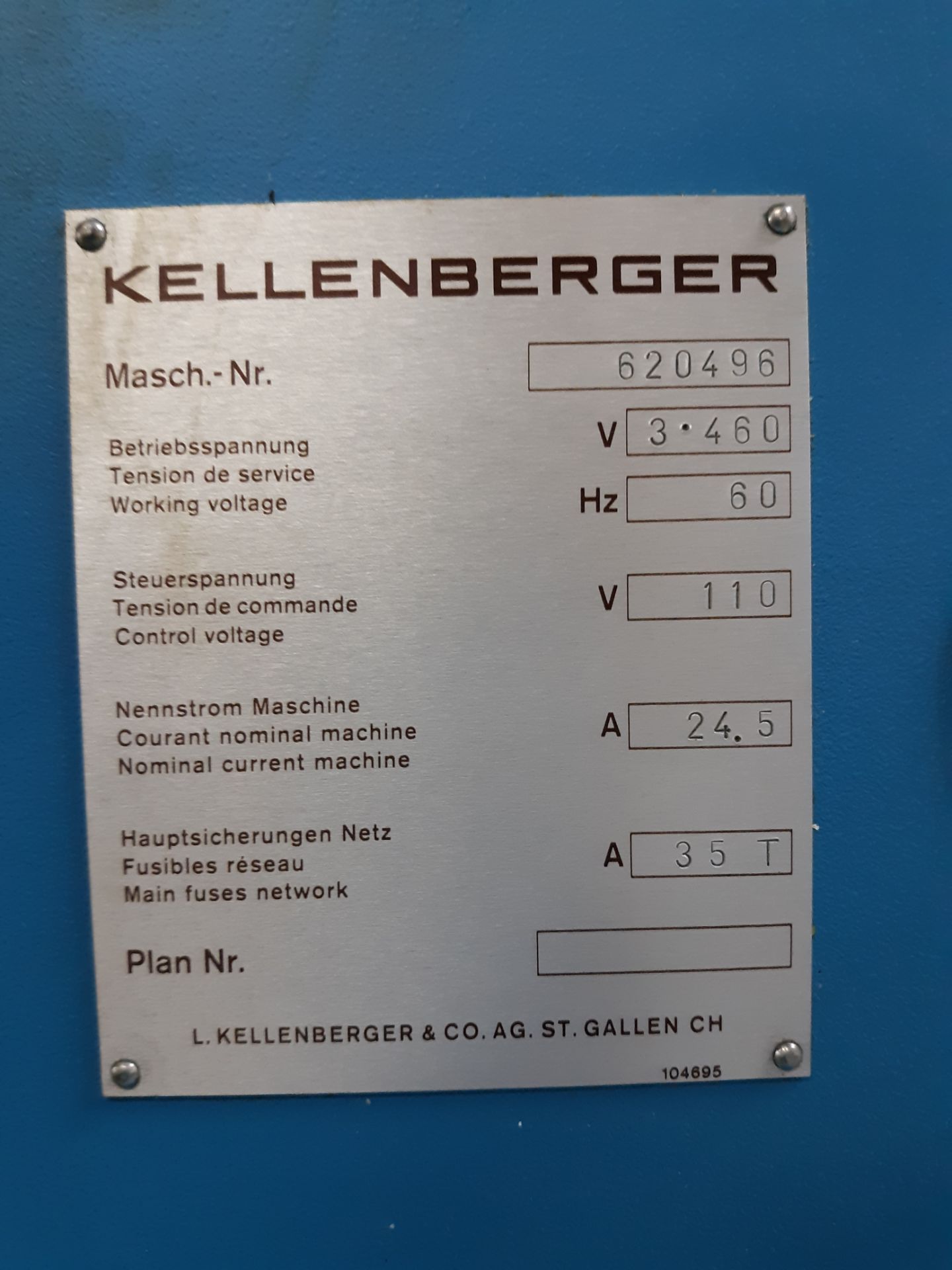 KELLENBERGER GRINDER (PARTS MACHINE) MODEL-R175/600 CNC W/KELCO 70 CONTROL CABINET; RIGGING FEE $10 - Image 12 of 13