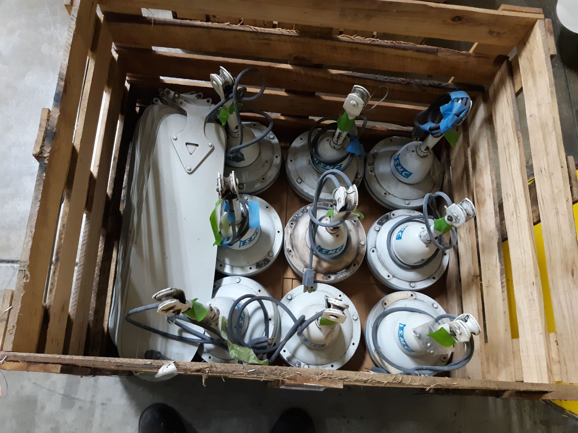 CRATE OF (9) DISASSEMBLED CEILING FANS ; RIGGING FEE: $10