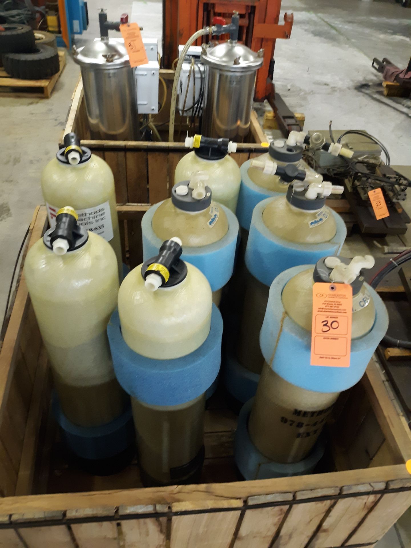 (8) MINERAL RESIN TANKS FOR FILTER OR SOFTNER: RIGGING FEE $10