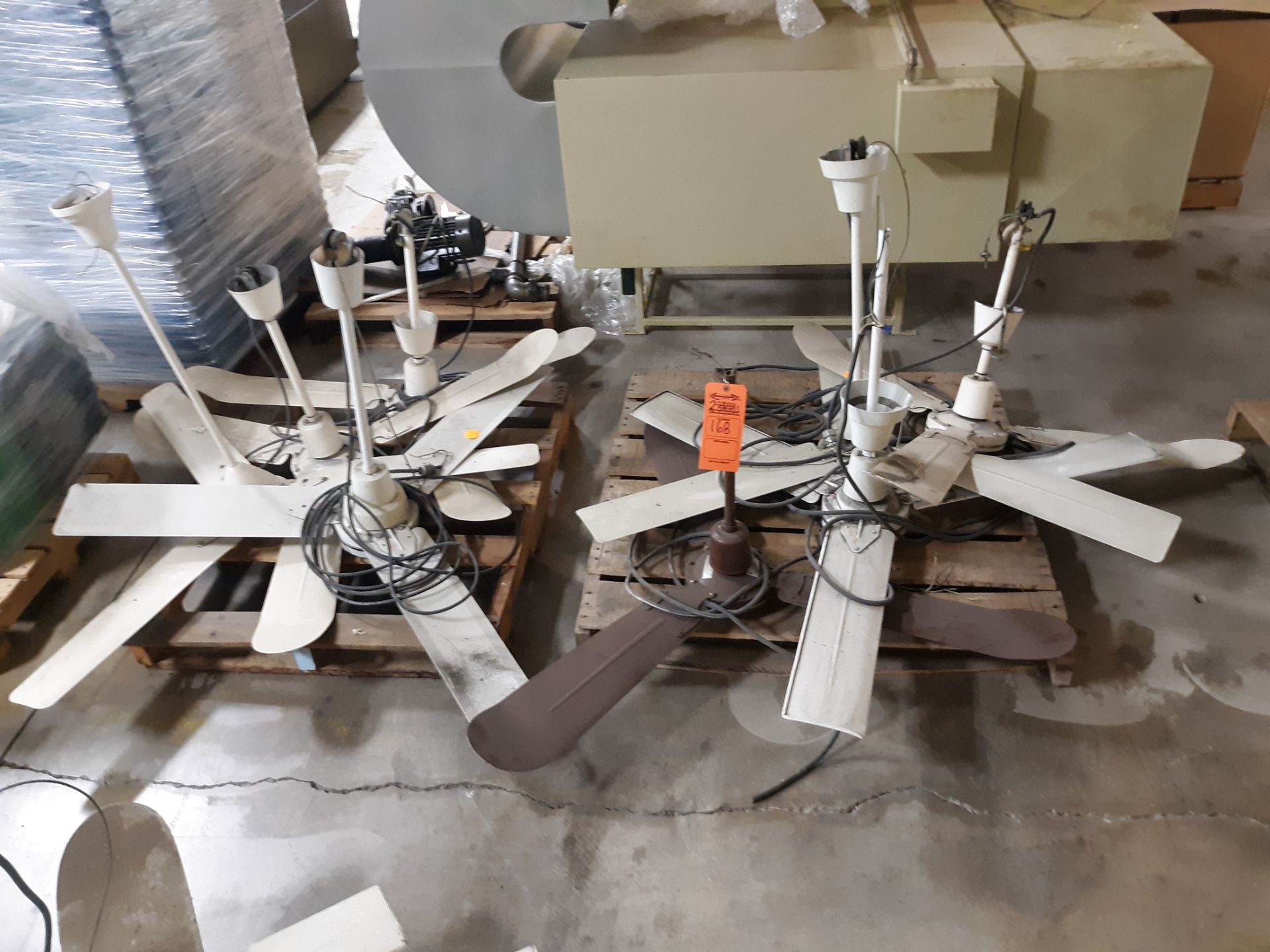 (8) 3 BLADE CEILING FANS (LOCATED AT: 570 S. MAIN STREET, CHURUBUSCO, IN 46723) RIGGING FEE: $10
