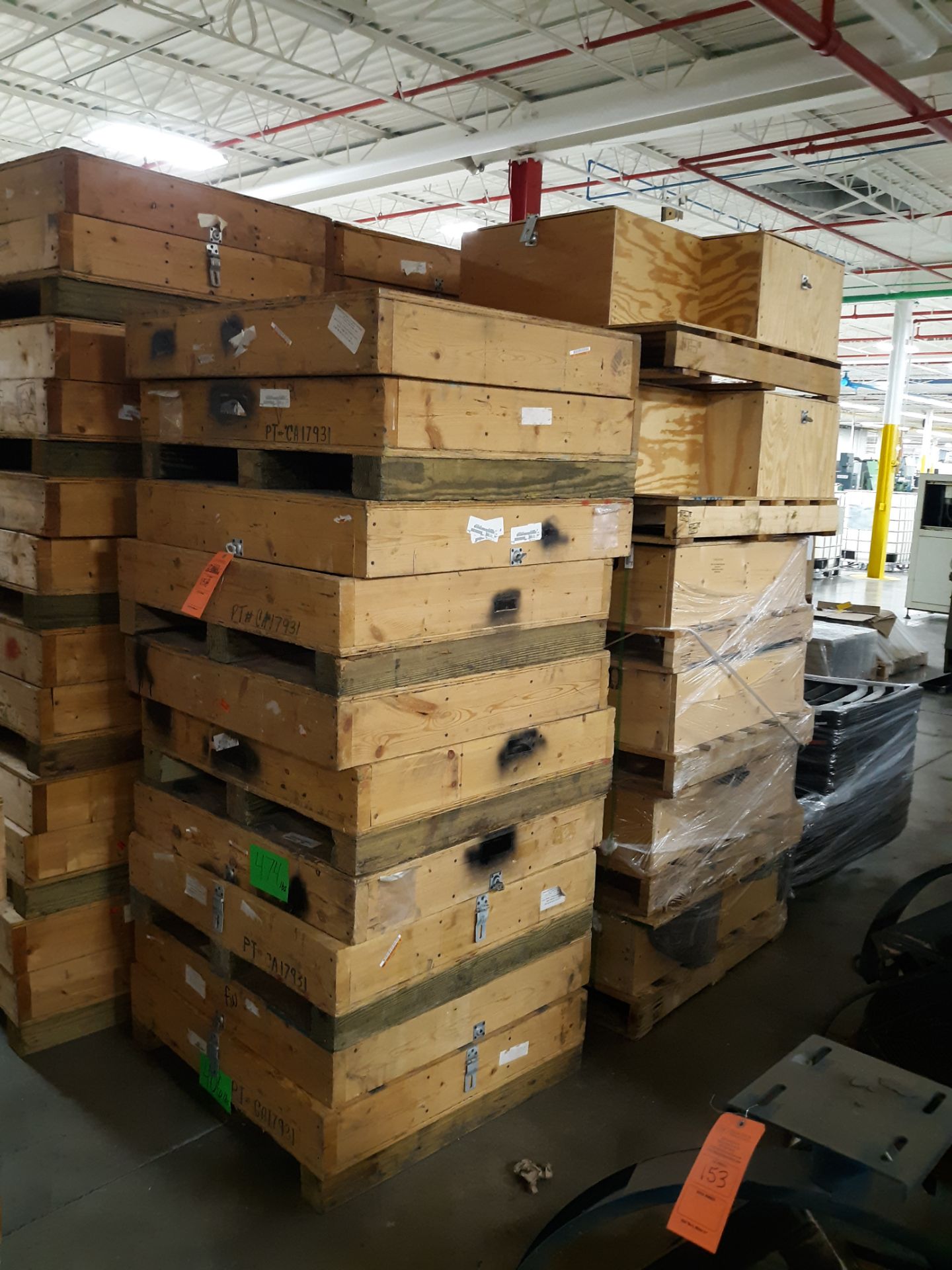 (2) STACKS OF SHIPPING/STORAGE CRATES FOR MACHINERY TOOLING ; RIGGING FEE: $10