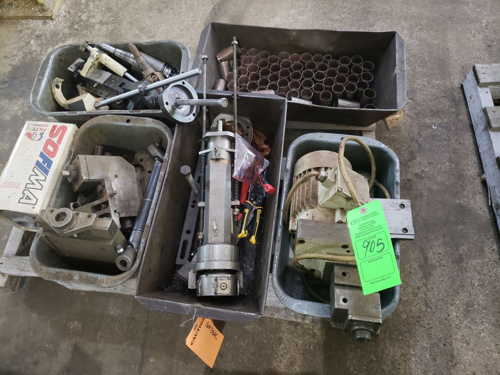 PALLET OF MISC. PARTS FOR GILDEMEISTER 35 AC SCREW MACHINE