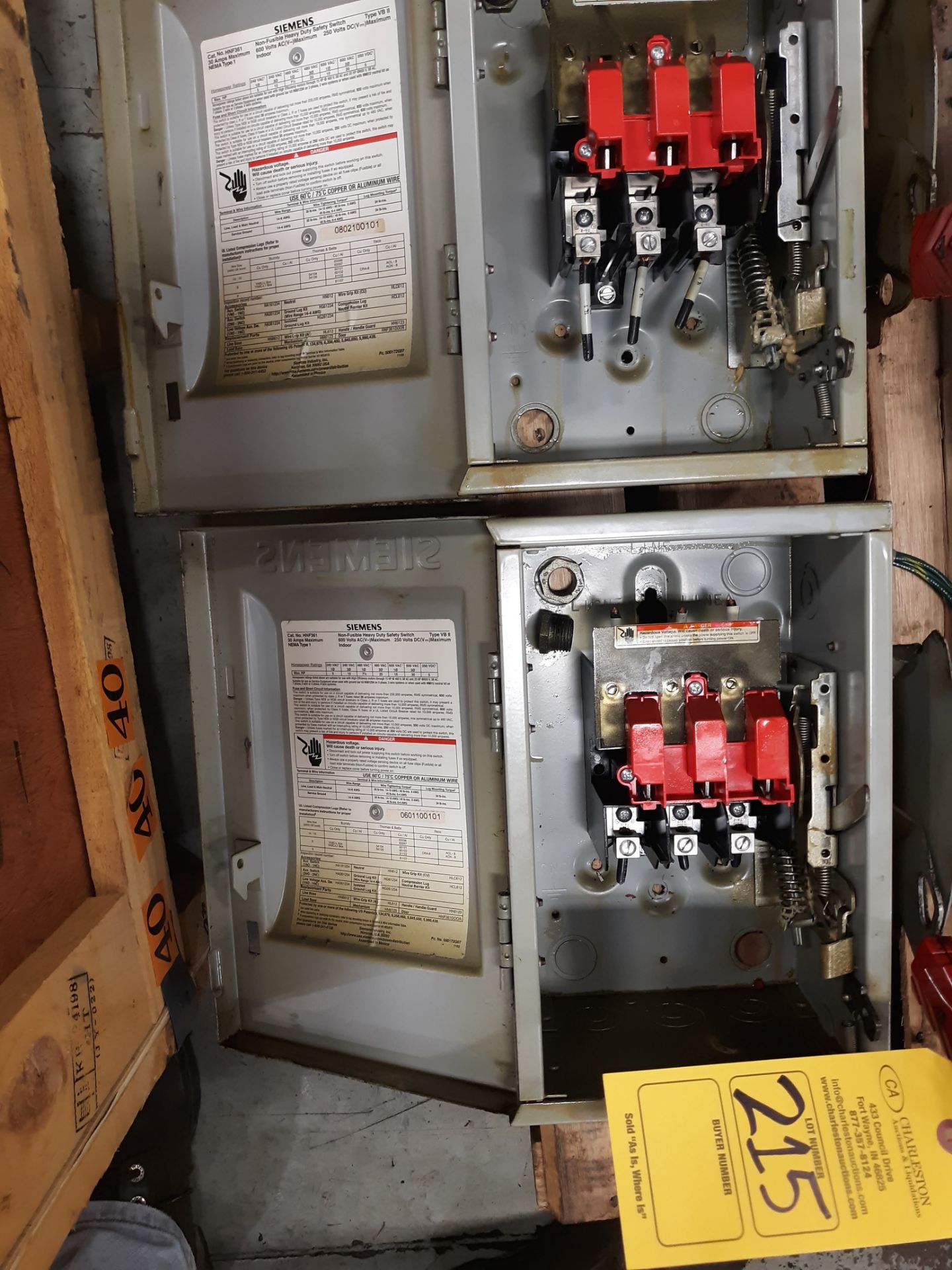 (2) SIEMENS HEAVY-DUTY SAFETY SWITCHES CAT NO. HNF361 NON-FUSIBLE TYPE:VBII 30 AMP(LOCATED AT: 131 - Image 2 of 3