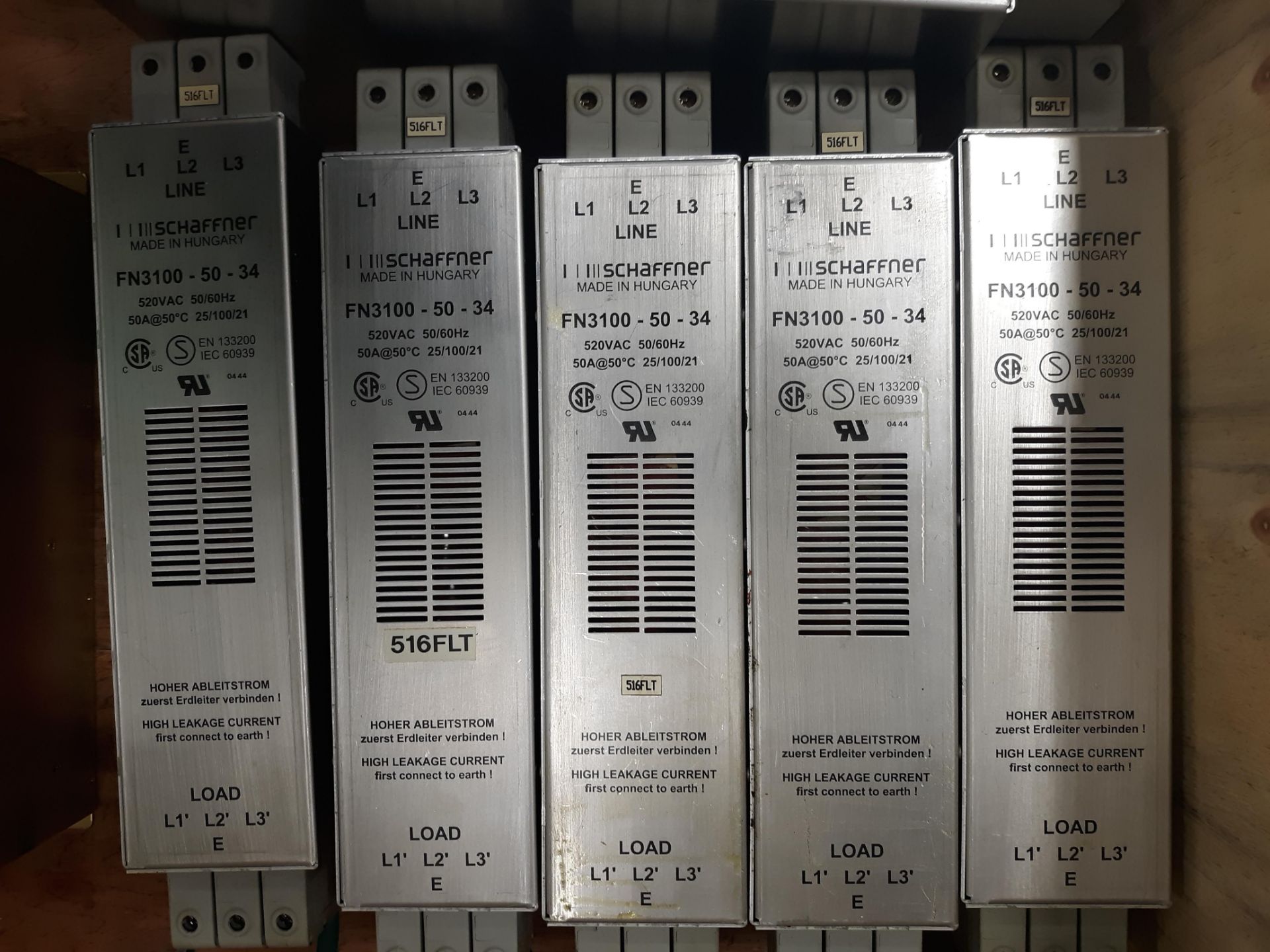 CRATE CONTAINING: (4) SCHAFFNER FN3100-80-35 FILTERS (5) SCHAFFNER FN3100-50-34 FILTERS (1) FANUC - Image 3 of 4