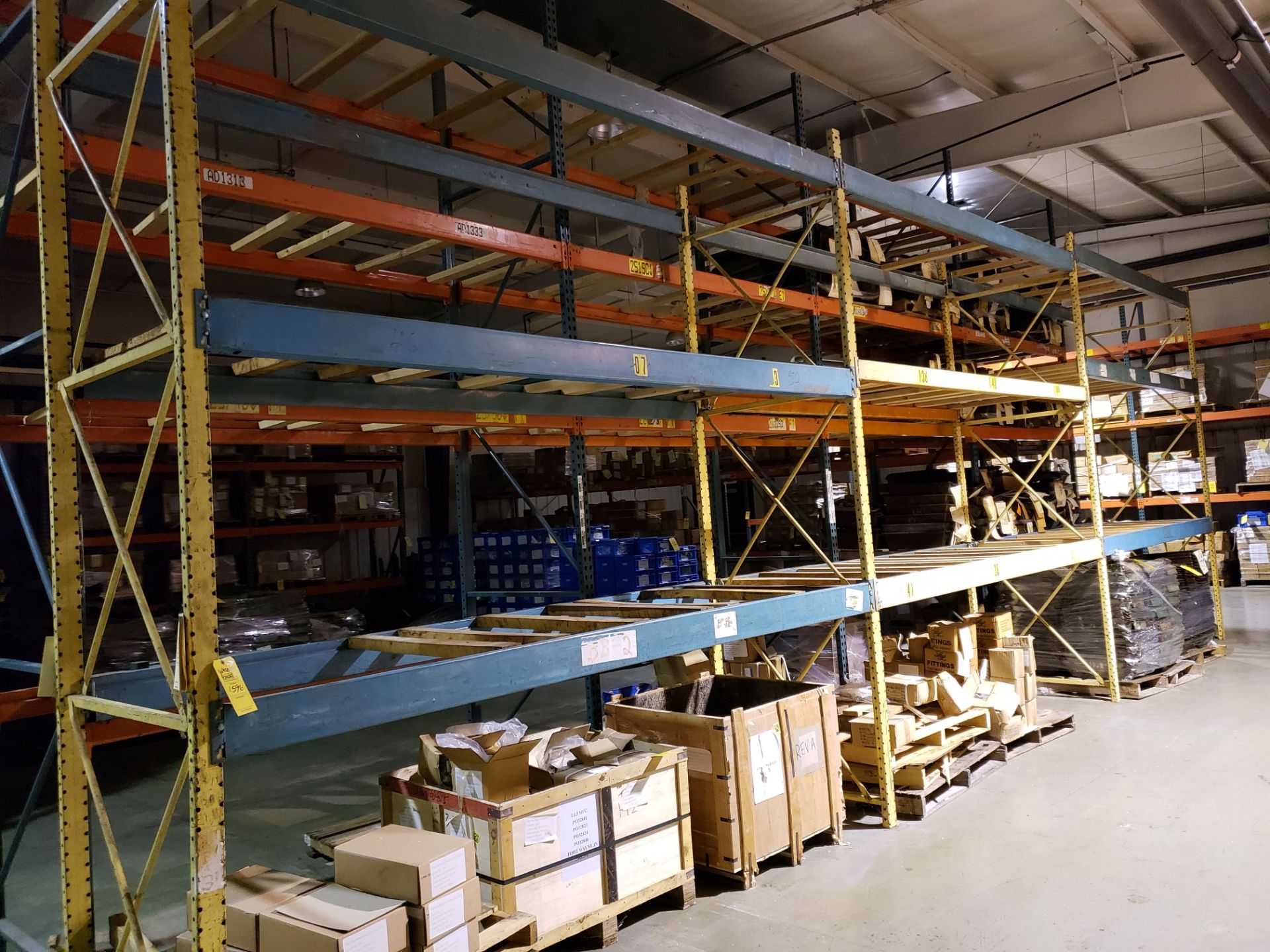 (3) SECTIONS OF PALLET RACKING (4) UPRIGHT (18) CROSSBARS 12' TALL X 3½' DEEP X 11' WIDE BAYS (