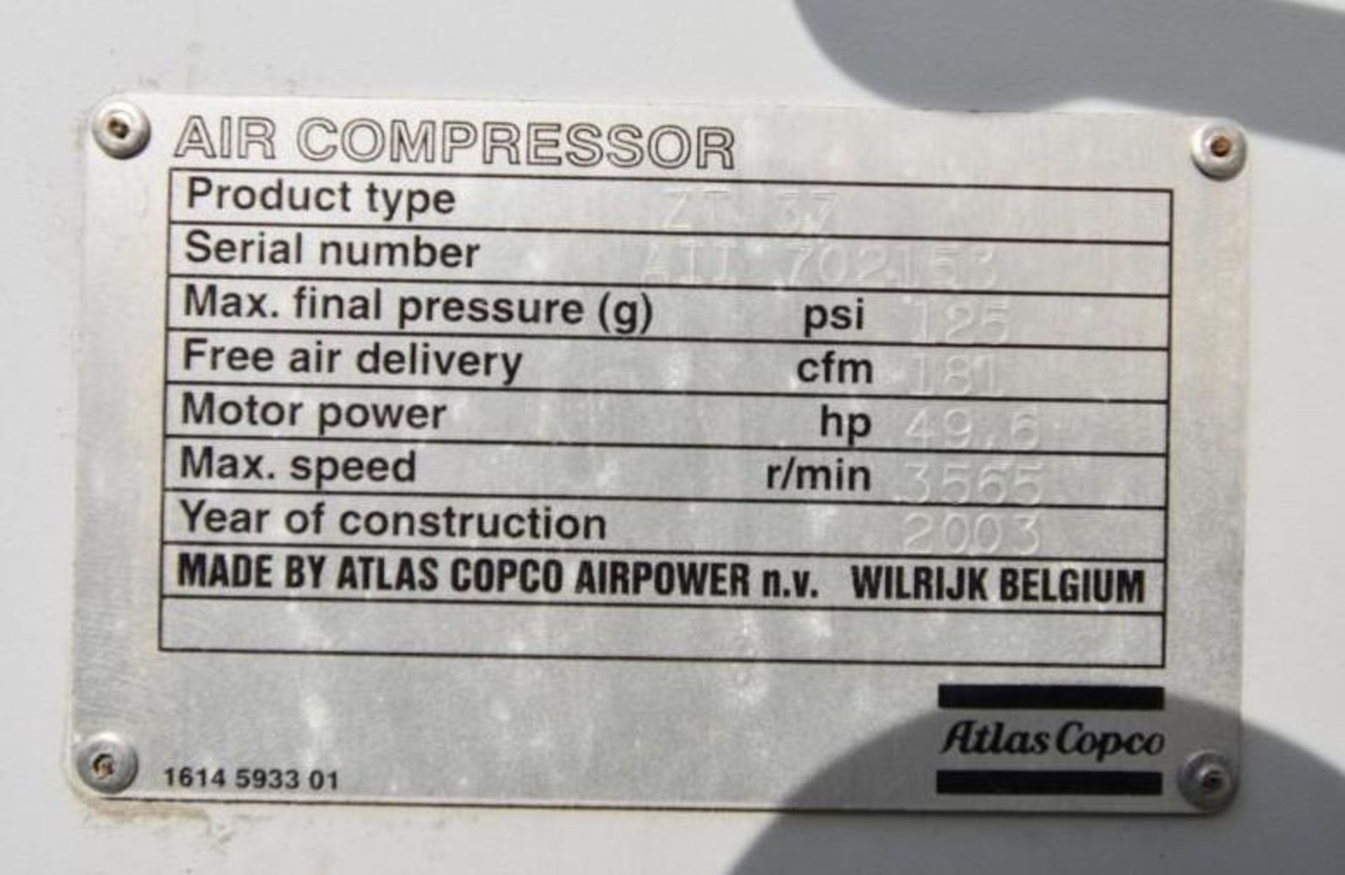 Atlas Copco Air Compressor - Image 6 of 6