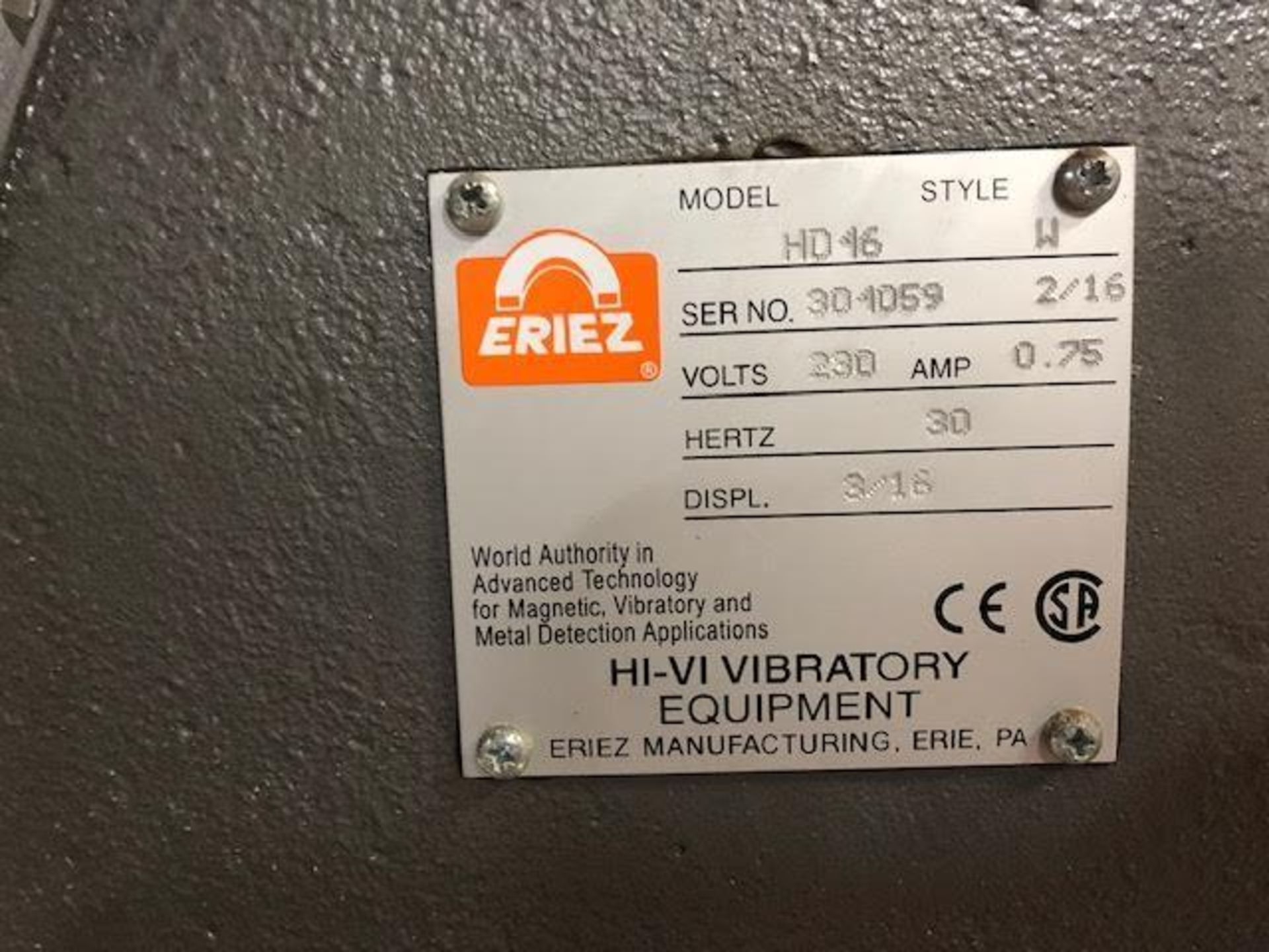 Eriez Hi Speed Vibratory Deck Salter - Image 3 of 6