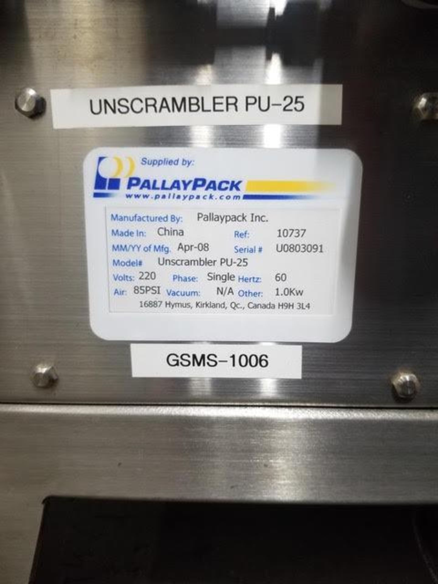Pallay Pack bottle unscrambler PU-25 - Image 7 of 7