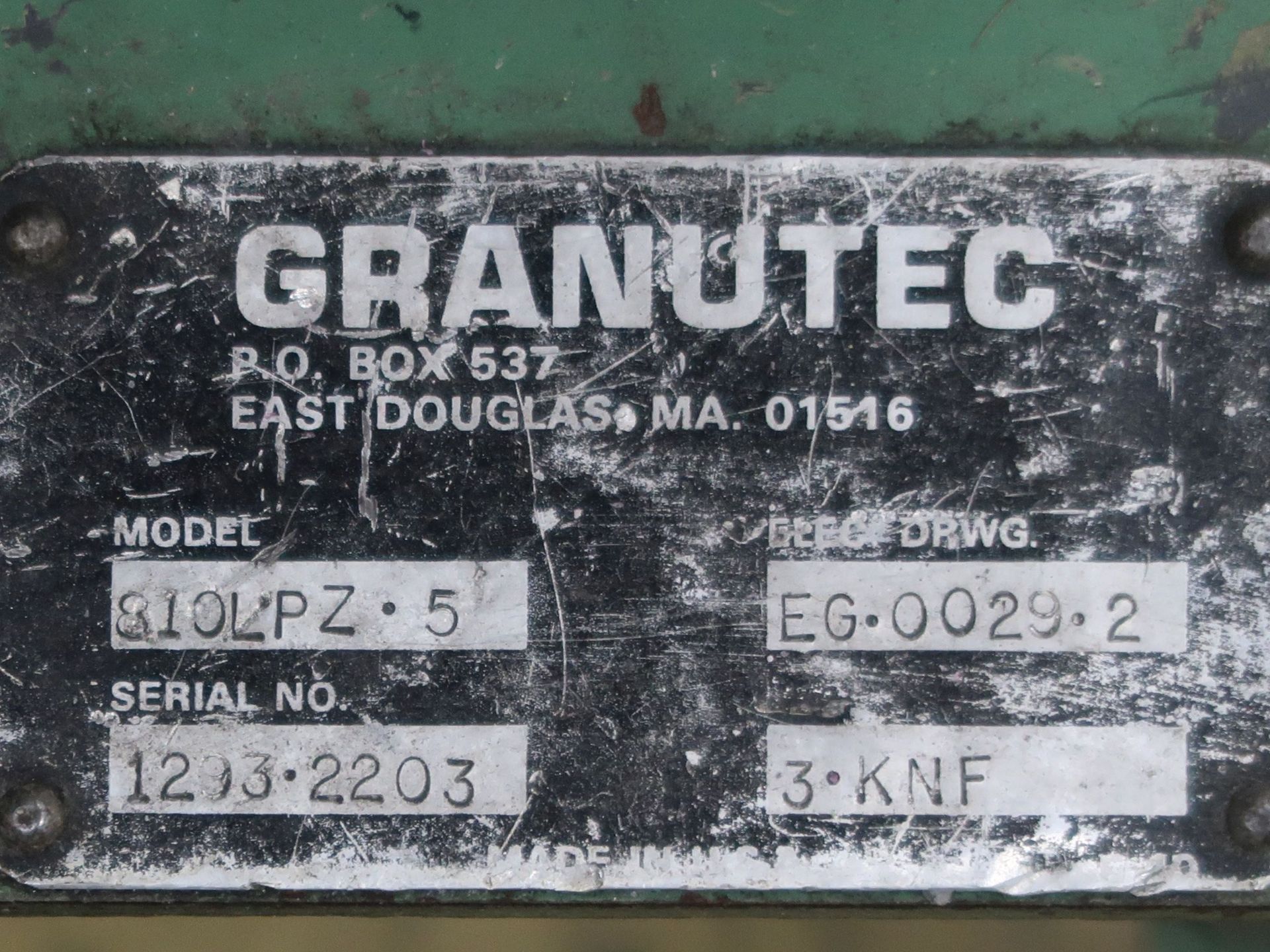 5 HP GRANUTEC MODEL 810LPZ-5 GRANULATOR; S/N 1293-2203 - Image 5 of 5