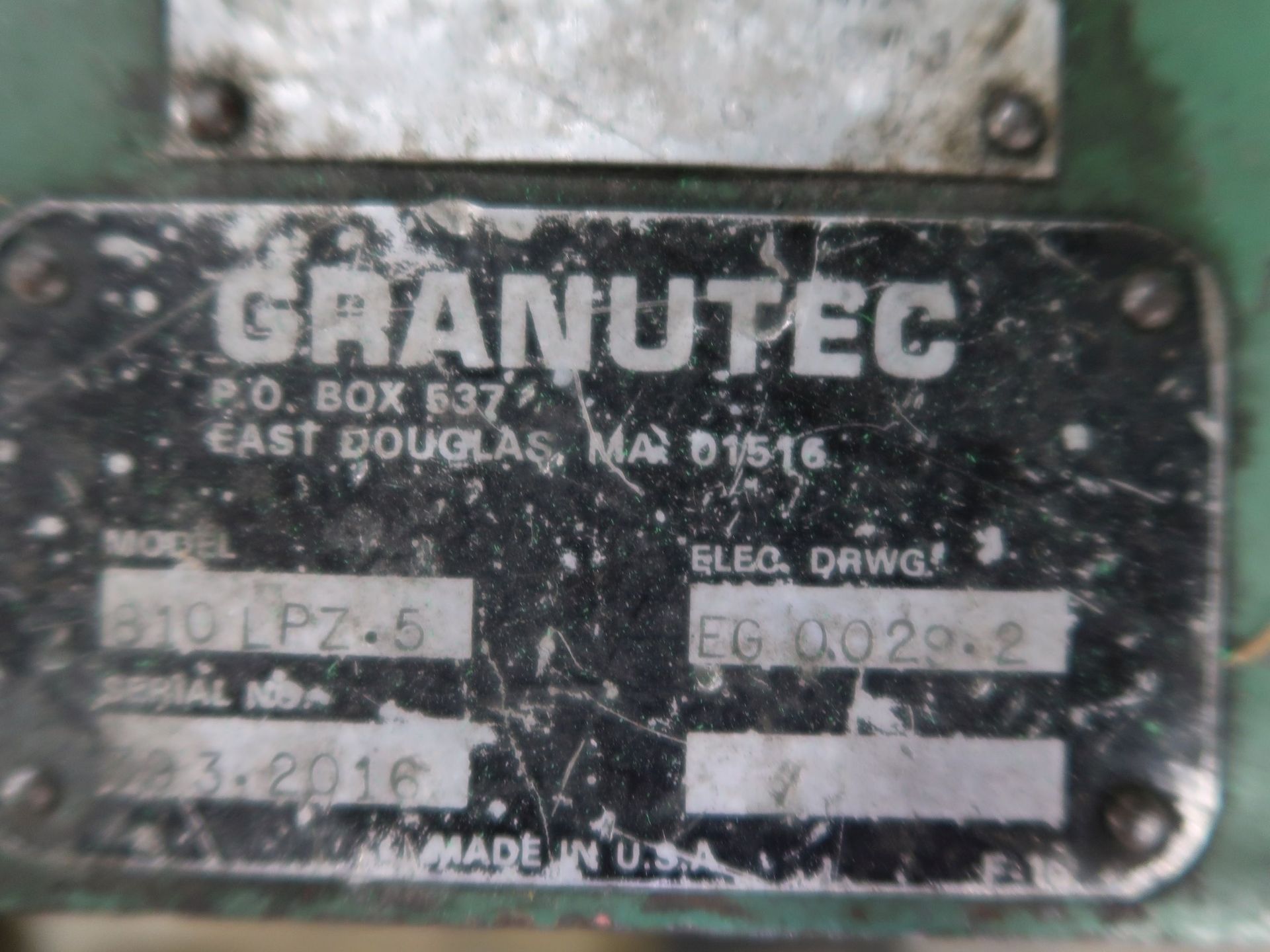 5 HP GRANUTEC MODEL 810LPZ-5 GRANULATOR; S/N 393-2016 - Image 5 of 5