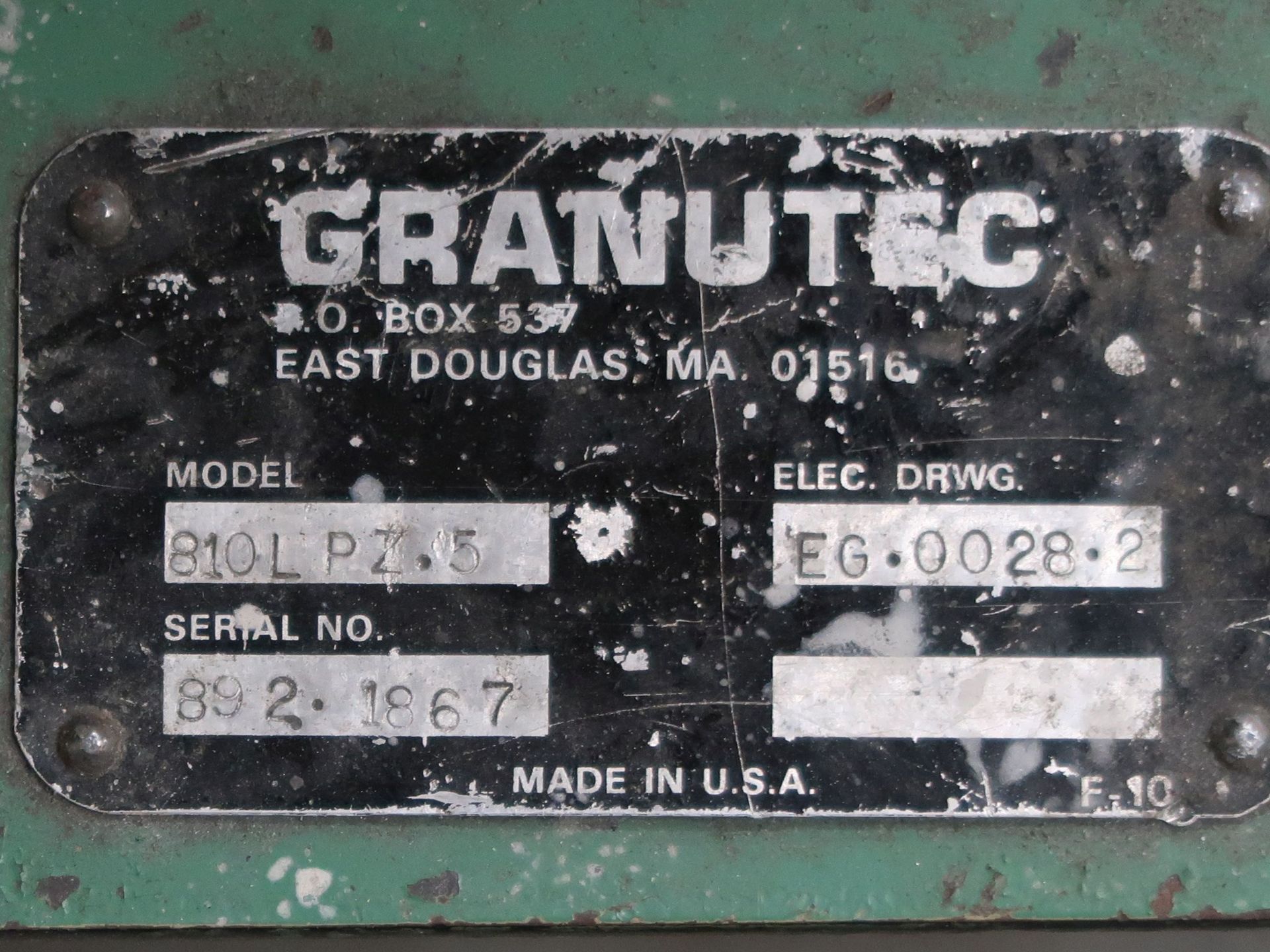 5 HP GRANUTEC MODEL 810LPZ-5 GRANULATOR; S/N 892-1867 - Image 4 of 4