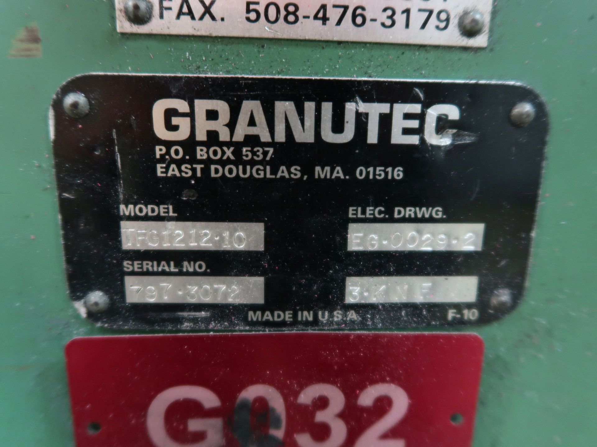 10 HP GRANUTEC MODEL TFG1212-10 GRANULATOR; S/N 797-3072 - Image 5 of 5