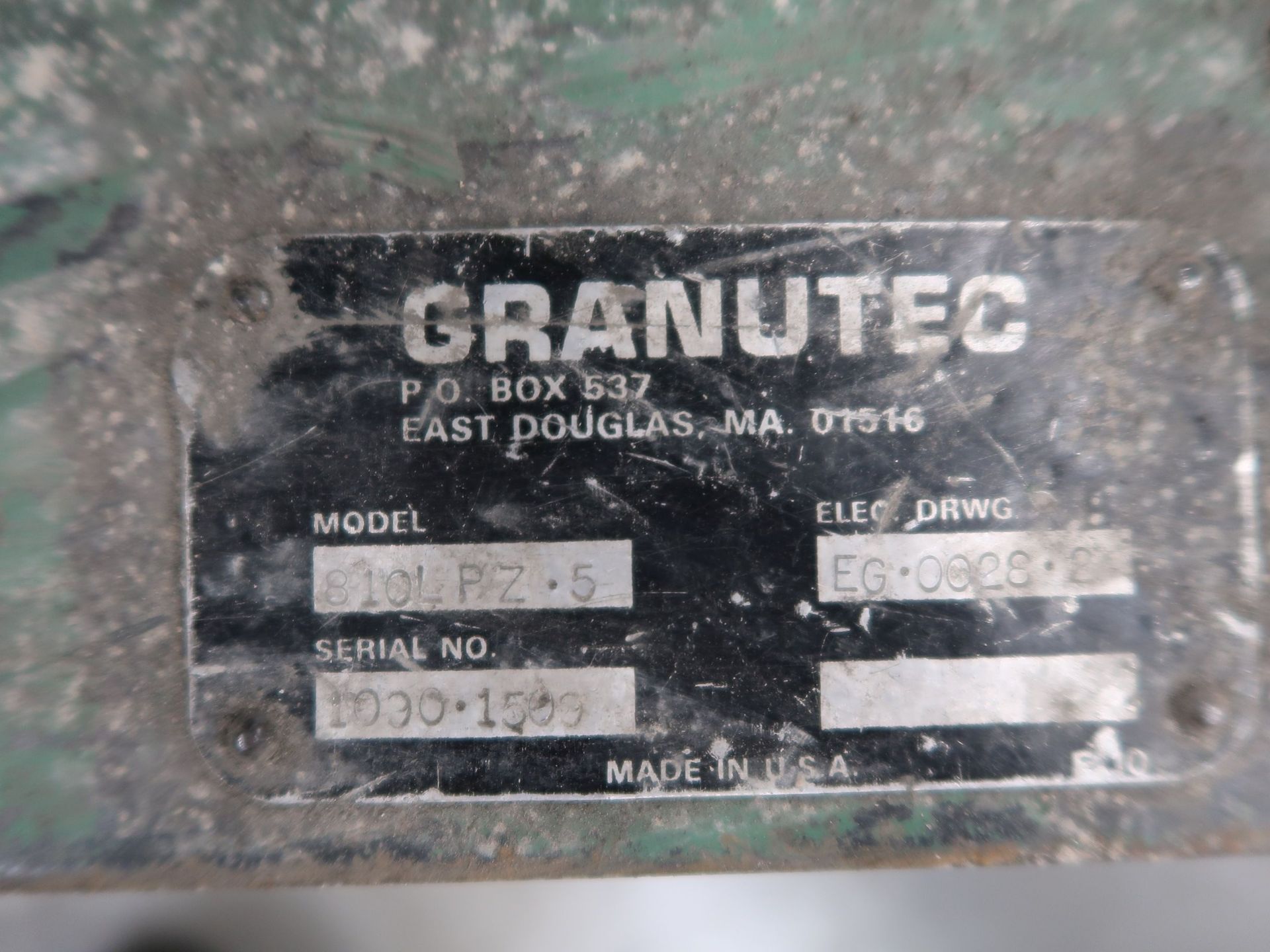 5 HP GRANUTEC MODEL 810LPZ-5 GRANULATOR; S/N 1090-1509 - Image 4 of 4