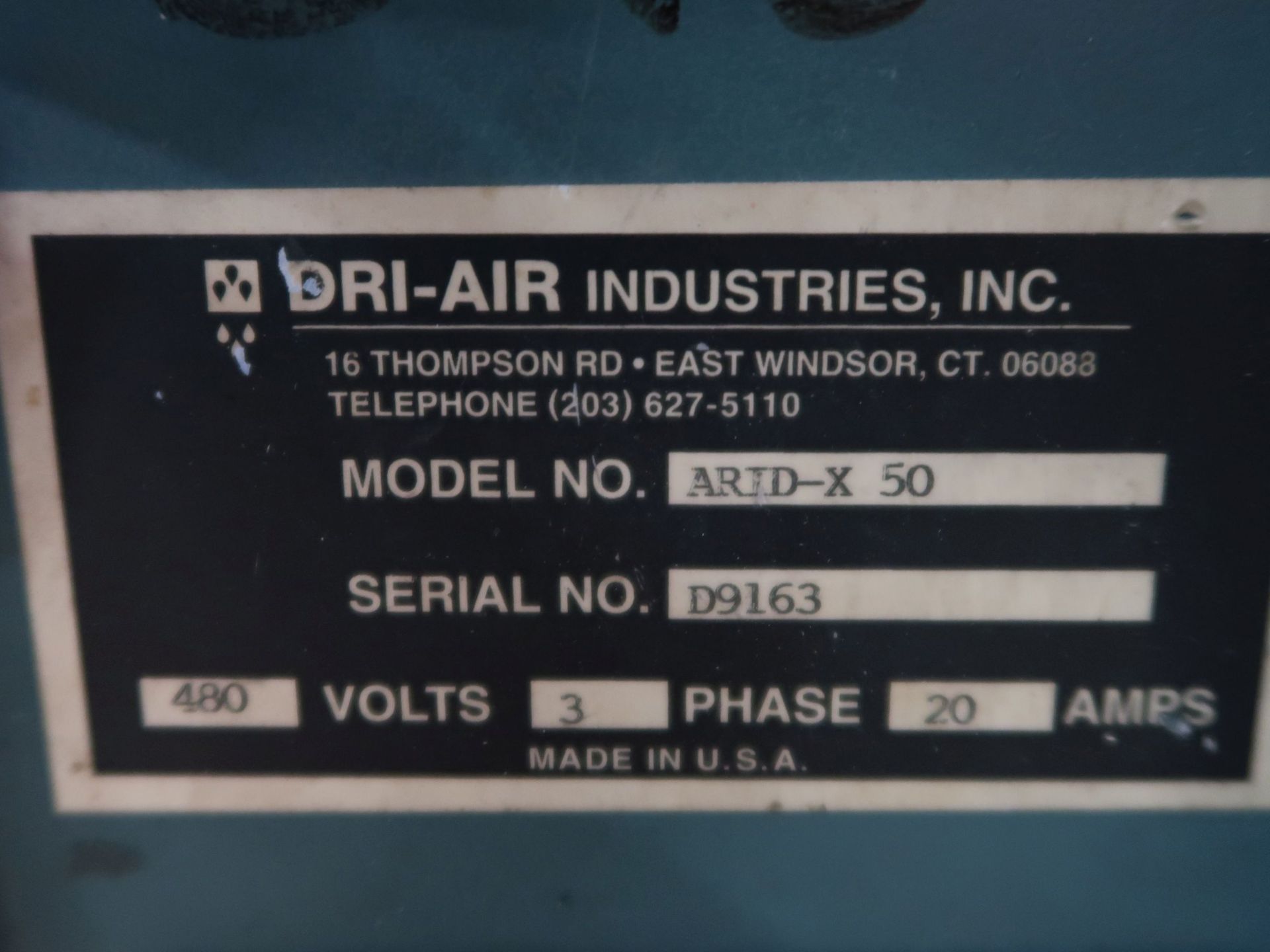 DRI-AIR MODEL ARID-X50 DRYER; S/N D9163 - Image 4 of 4