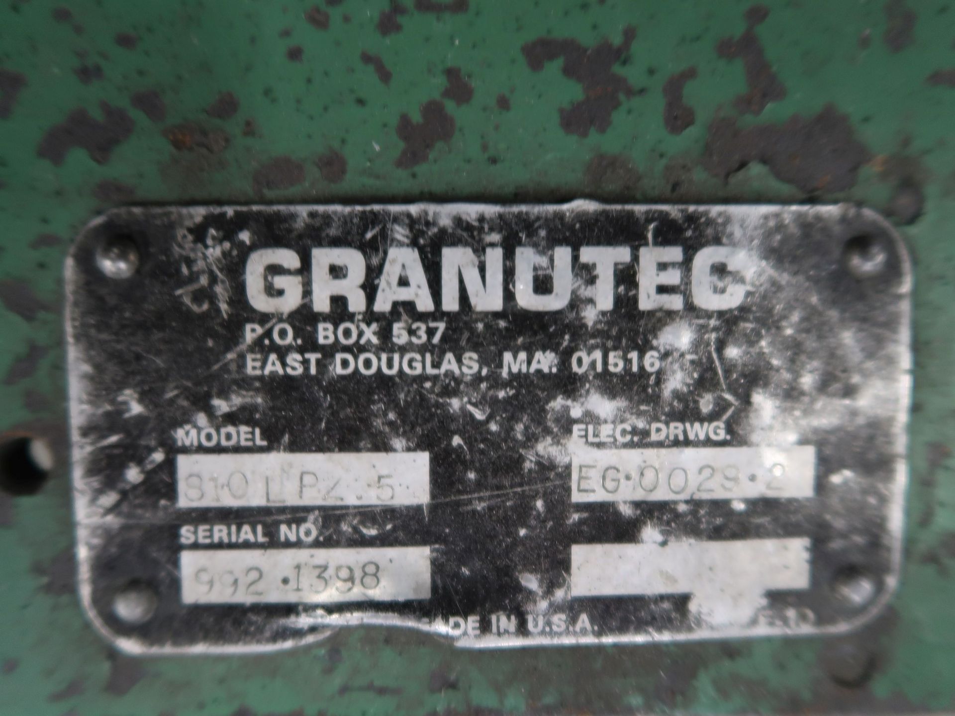 5 HP GRANUTEC MODEL 810LPZ-5 GRANULATOR; S/N 992-1398 - Image 5 of 5