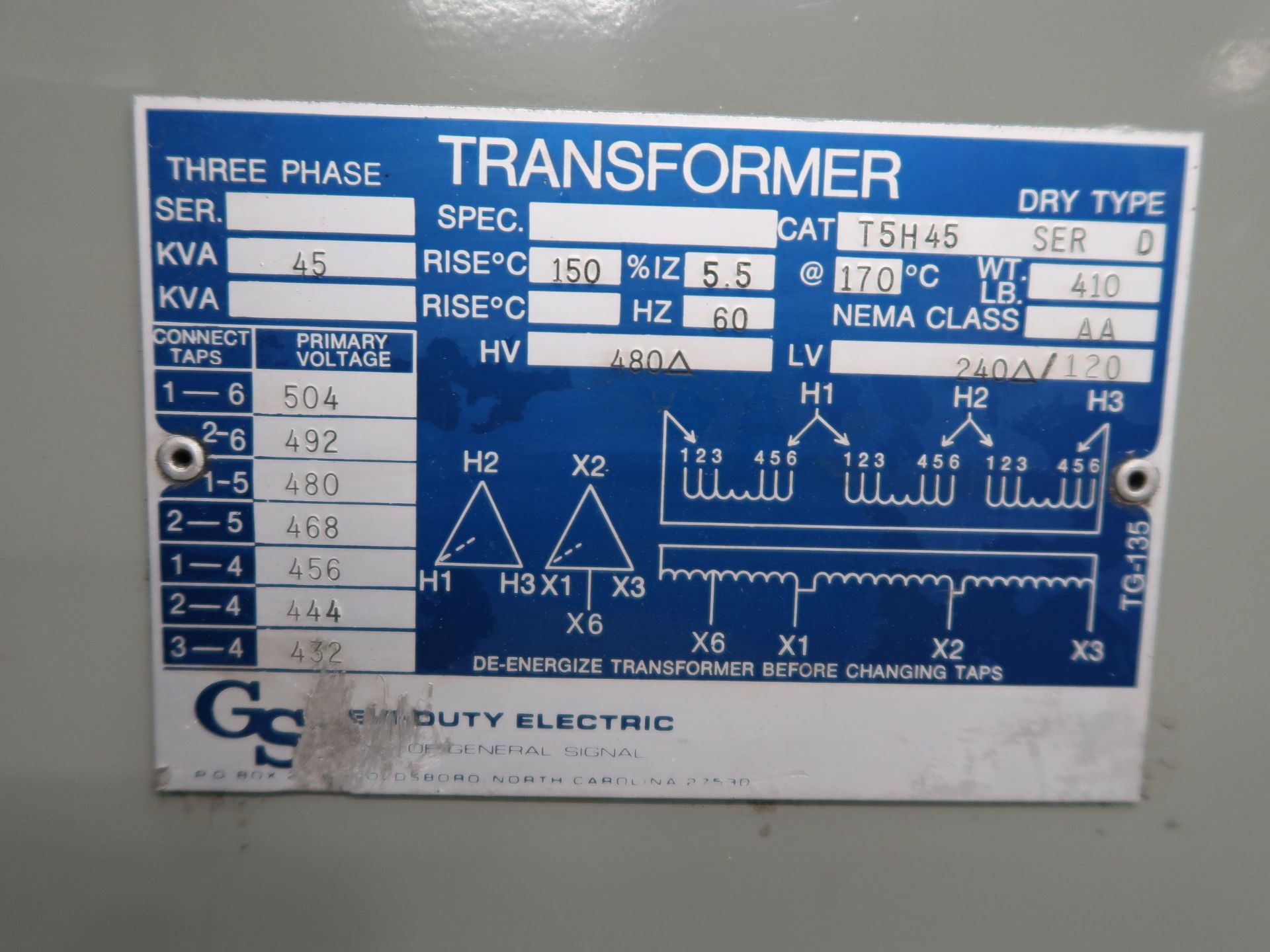 45 KVA GS GENERAL PURPOSE TRANSFORMER - Image 2 of 2