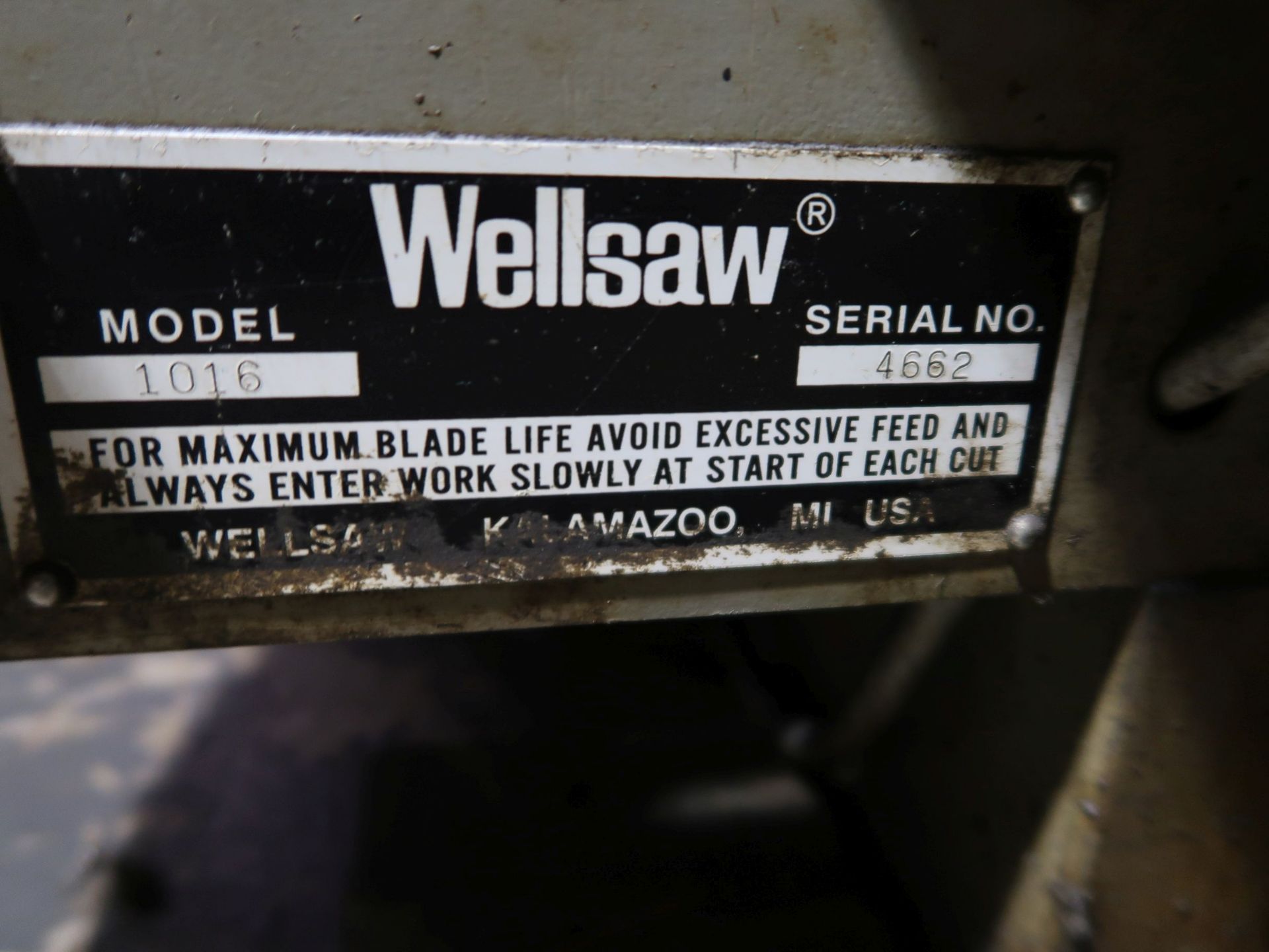 10" X 16" WELLSAW MODEL 1016 METAL HORIZONTAL BAND SAW; S/N 4662 - Image 5 of 5