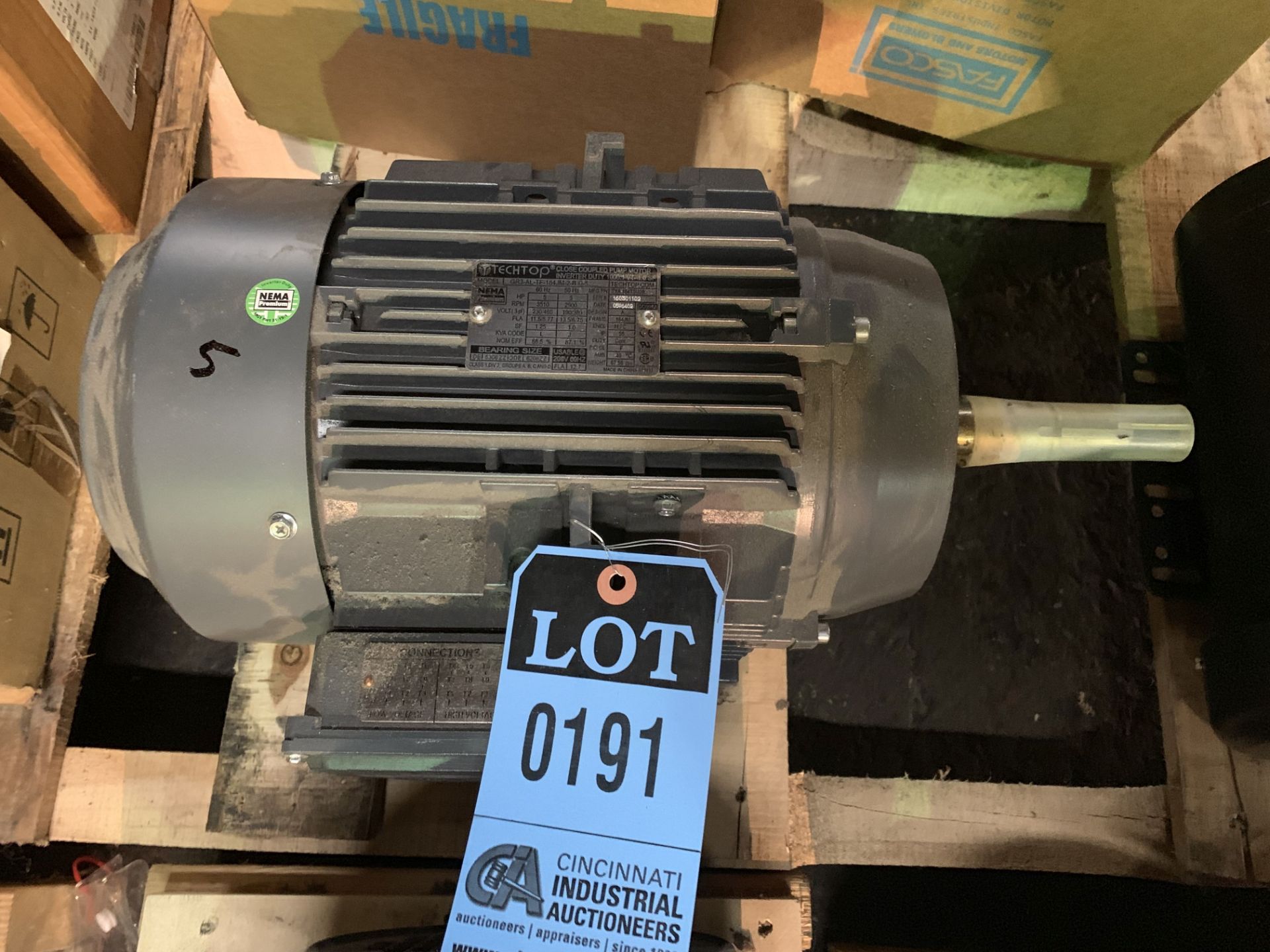 5 HP TECHTOP ELECTRIC MOTOR - NEW **LOCATED AT 111 W. WESTCOTT WAY**