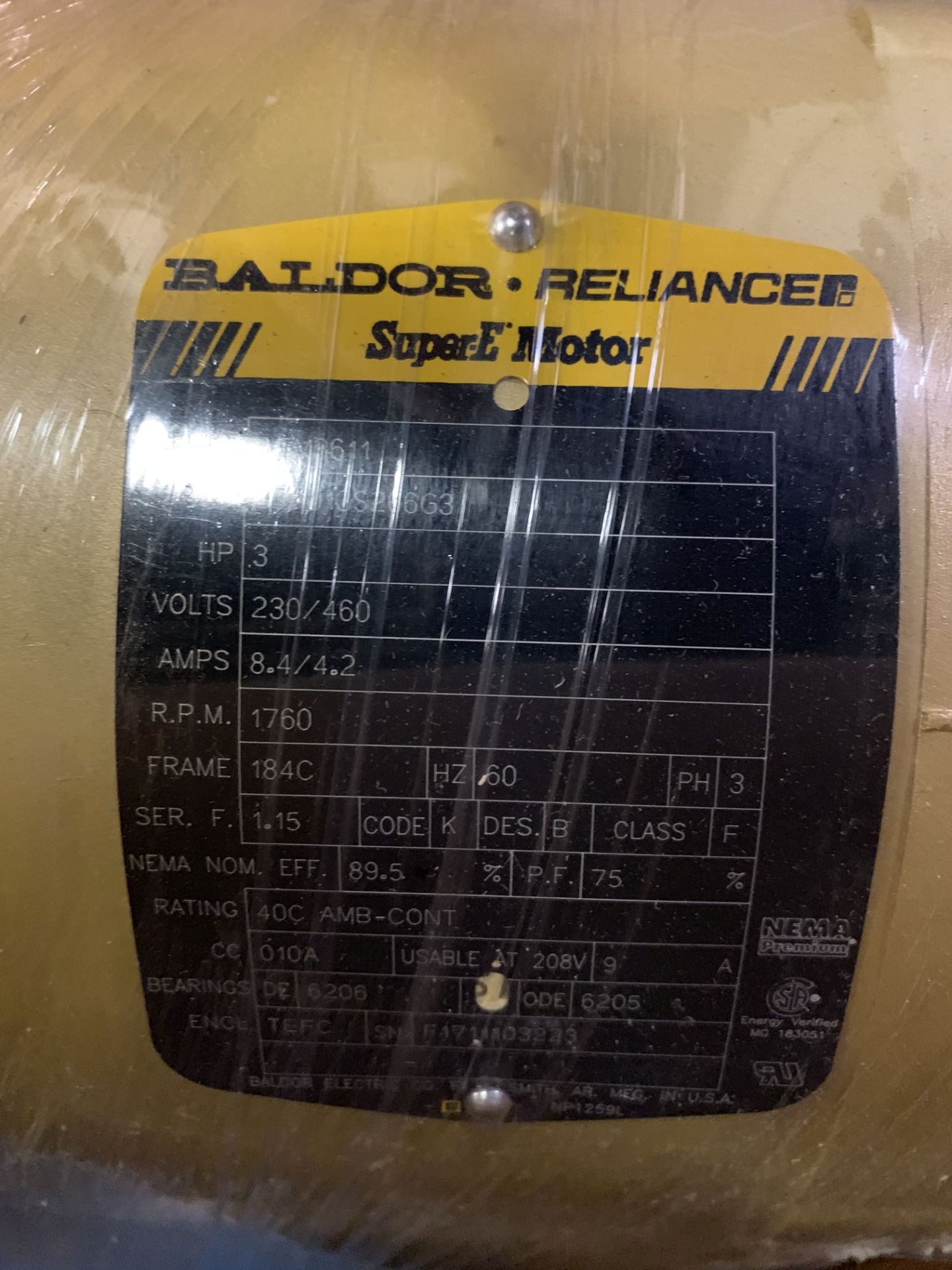 3 HP BALDOR ELECTRIC MOTOR - NEW **LOCATED AT 1711 KIMBERLY PARK DRIVE** - Image 2 of 2