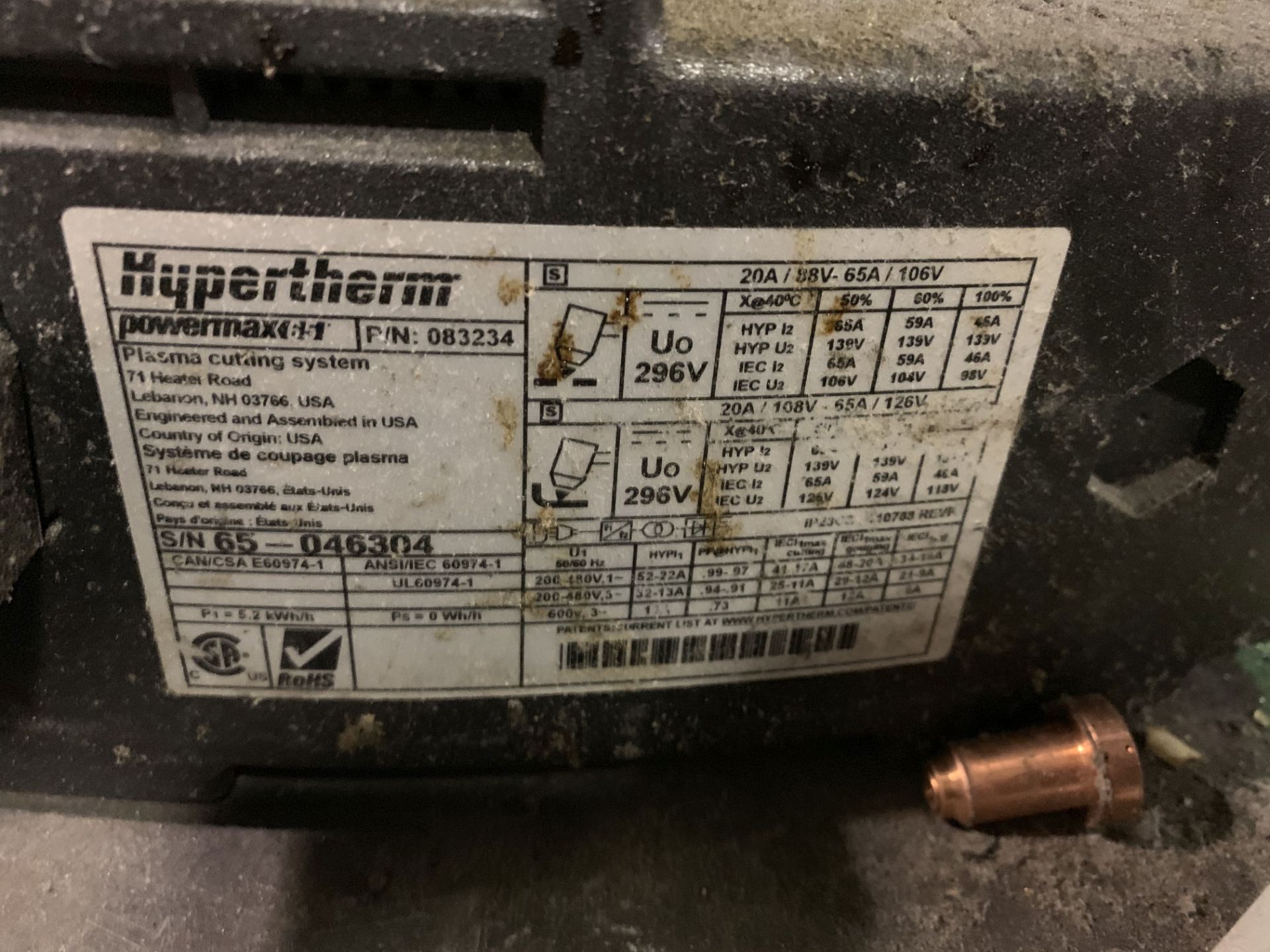 HYPERTHERM POWER MAX 65 PLASMA CUTTER **LOCATED AT 1711 KIMBERLY PARK DRIVE** - Image 2 of 2