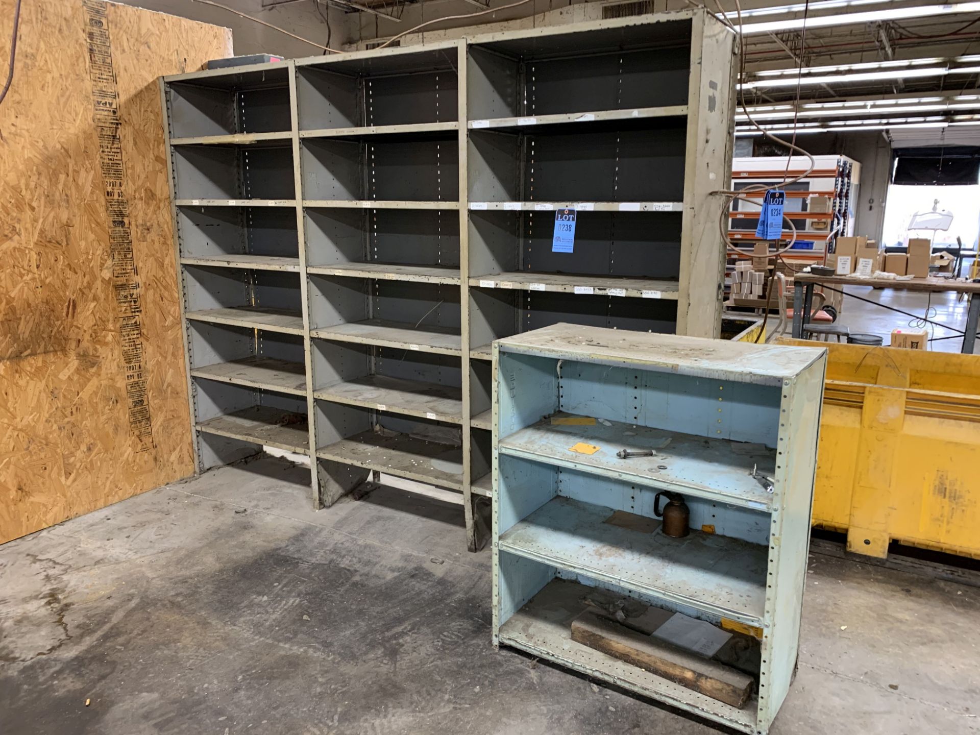 SECTIONS 18" X 36" X 84" HIGH CLIP TOGETHER ADJUSTABLE SHELVING WITH TWO-DOOR STORAGE CABINET