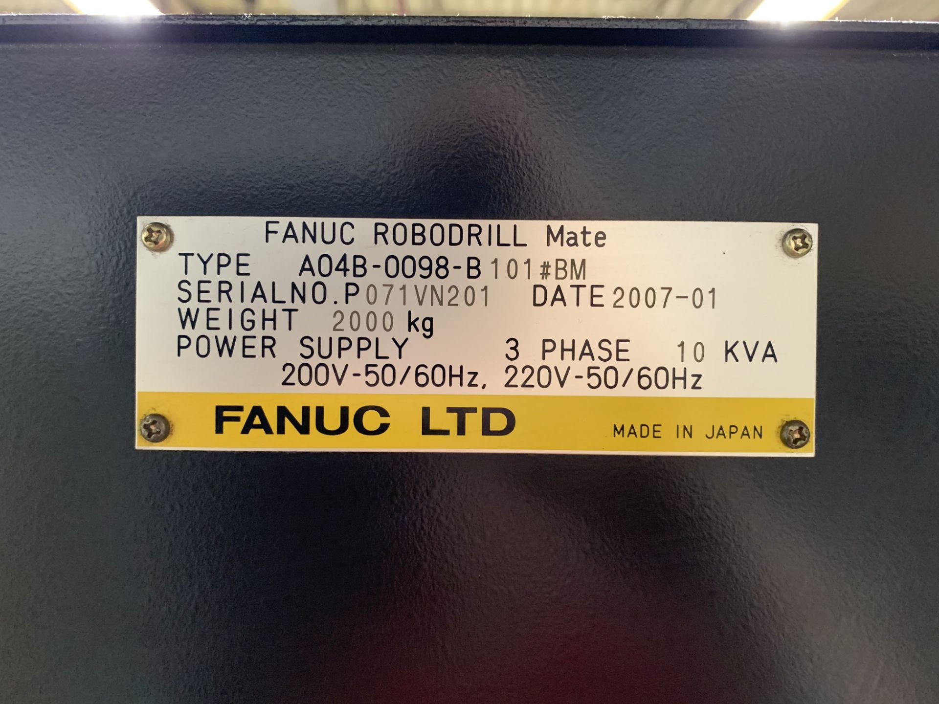 FANUC MODEL ROBODRILL MATE CNC DRILL AND TAPPING CENTER; S/N 071VN201, FANUC Oi-MC CONTROL, 25.6" - Image 8 of 8