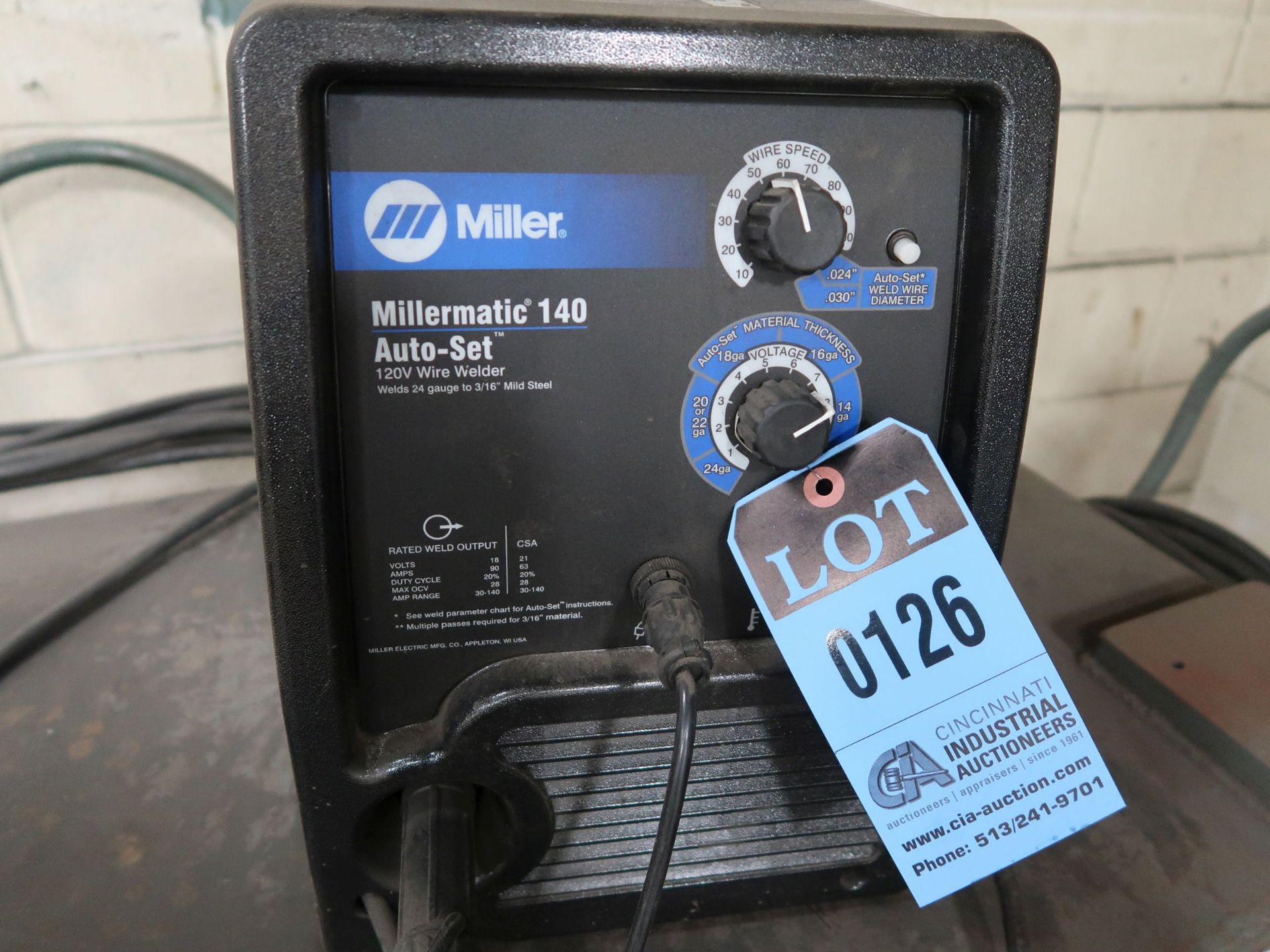 140 AMP MILLER MILLERMATIC 140 AUTO-SET WIRE WELDER; S/N MD152671N - Image 2 of 3