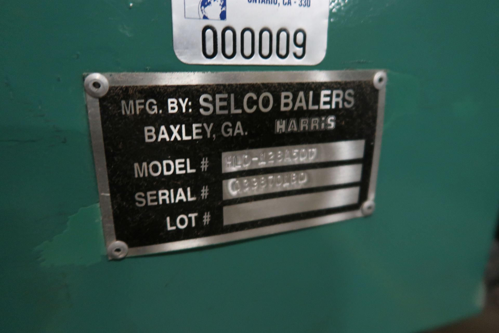 50-HP HARRIS SELCO MODEL HLO-128A50T HORIZONTAL OPEN-END BALER W/ AUTO-TIE; S/N 039870180, 30" WIDE - Image 34 of 34