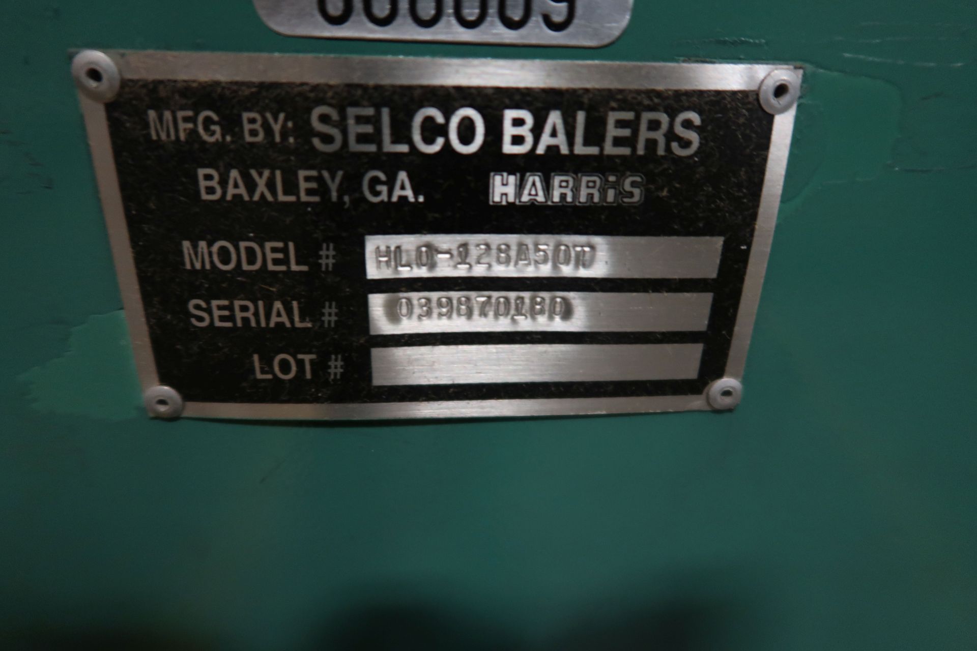 50-HP HARRIS SELCO MODEL HLO-128A50T HORIZONTAL OPEN-END BALER W/ AUTO-TIE; S/N 039870180, 30" WIDE - Image 33 of 34