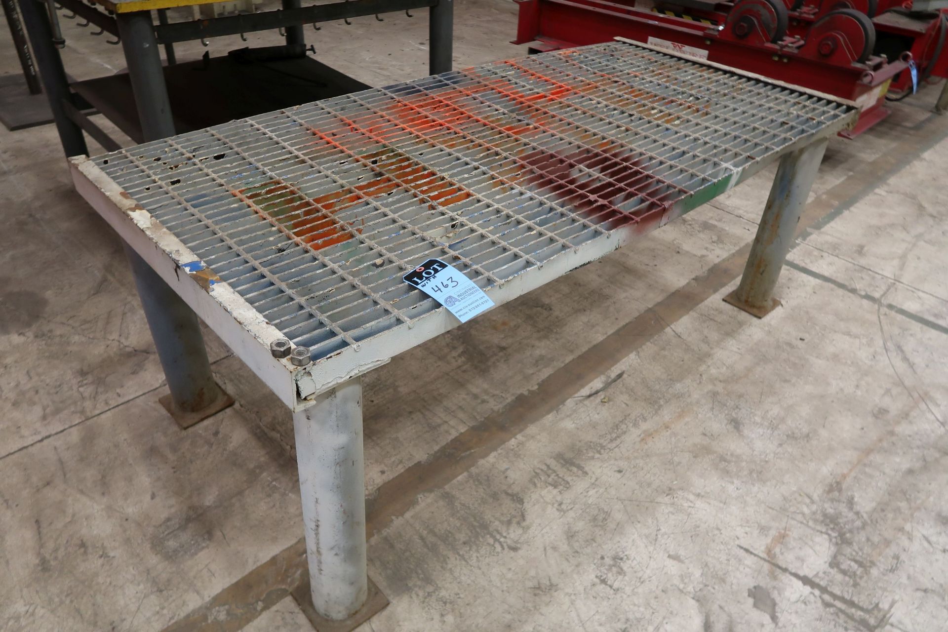 48" X 48" X 37" HIGH X 1" THICK TOP PLATE STEEL PIPE WELDED FRAME WELDING TABLE W/ STEEL GRATED - Image 2 of 4