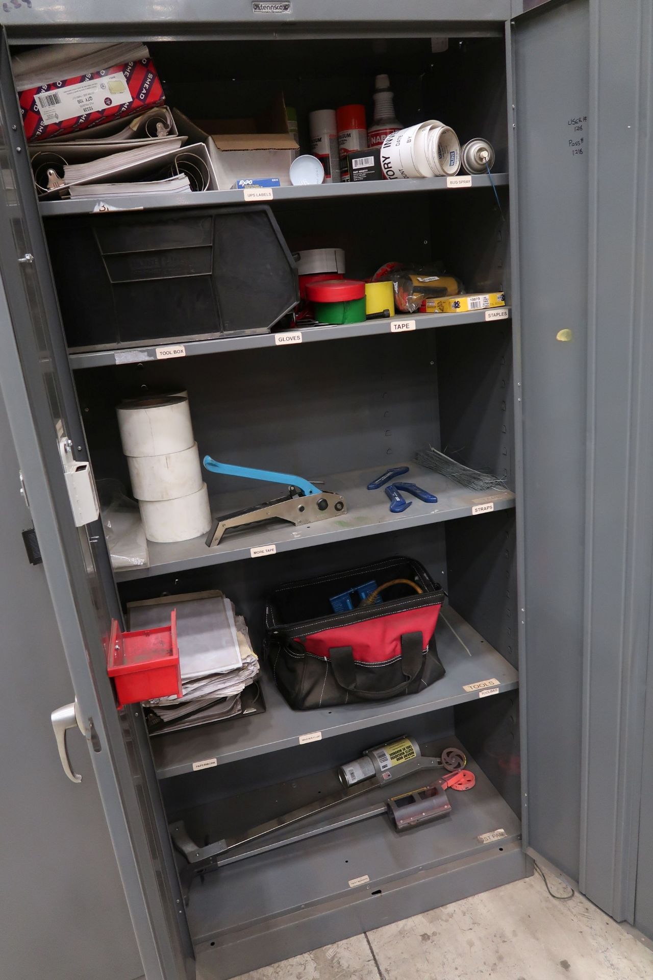 TENNSCO TWO-DOOR STORAGE CABINET W/ CONTENTS (SHOP SUPPLIES) - Image 2 of 4