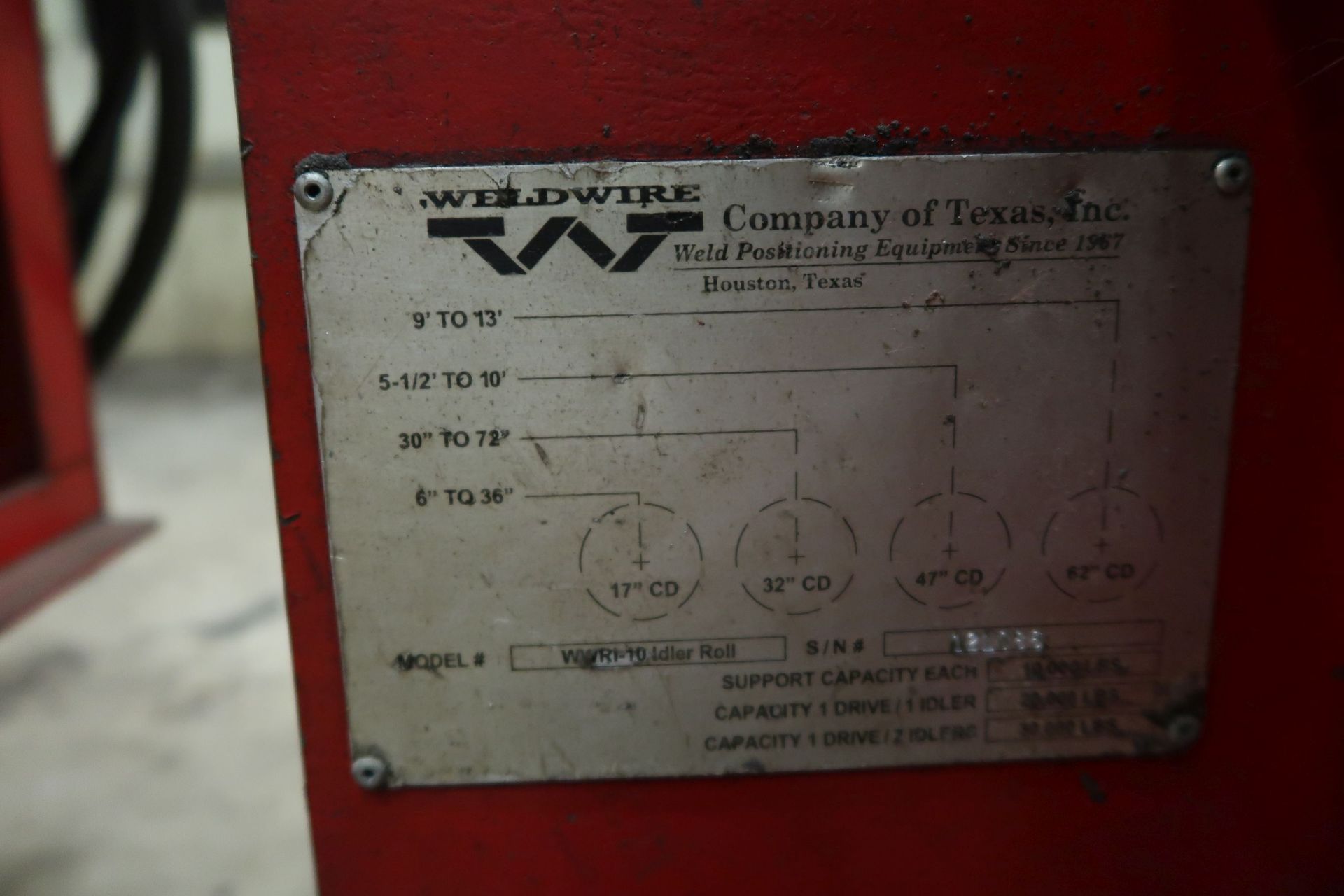 20,000 LB. CAP. WELD WIRE MODEL WWRD-10/WWSI-10 TANK TURNING ROLL SET (1-POWER, 1-IDLER), - Image 6 of 6