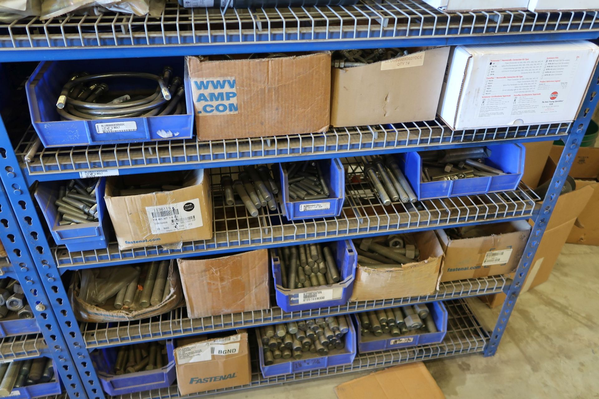 (LOT) LARGE ASSORTMENT BOLTS, NUTS, WASHERS, PRESSURE GAGES, SHUT-OFF VALVES, AND OTHER RELATED - Image 9 of 9