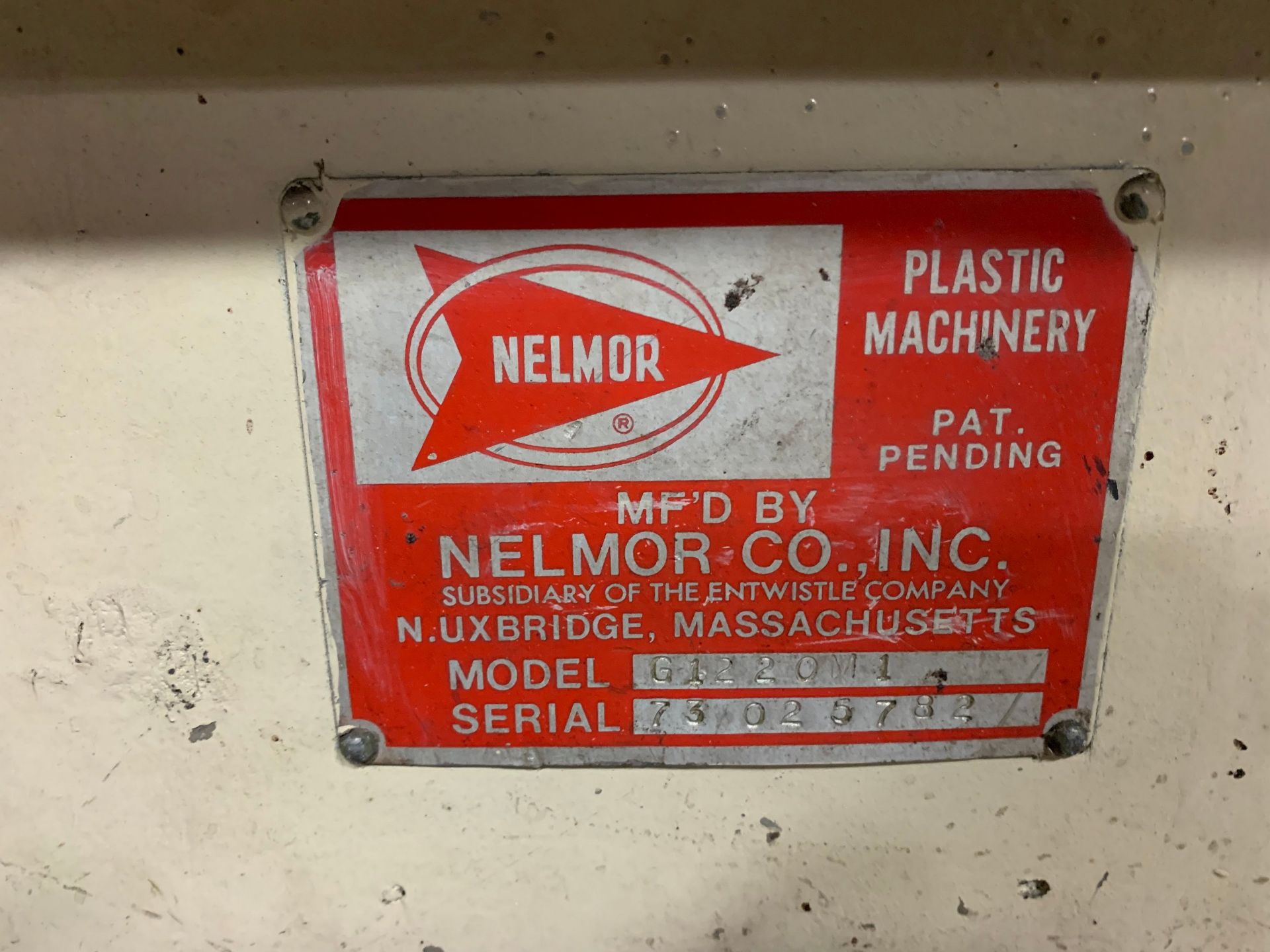 20-HP NELMOR MODEL G1220M1 PLASTIC GRANULATOR; S/N 73025782, 12" X 20" FRONT OPENING - Image 3 of 6