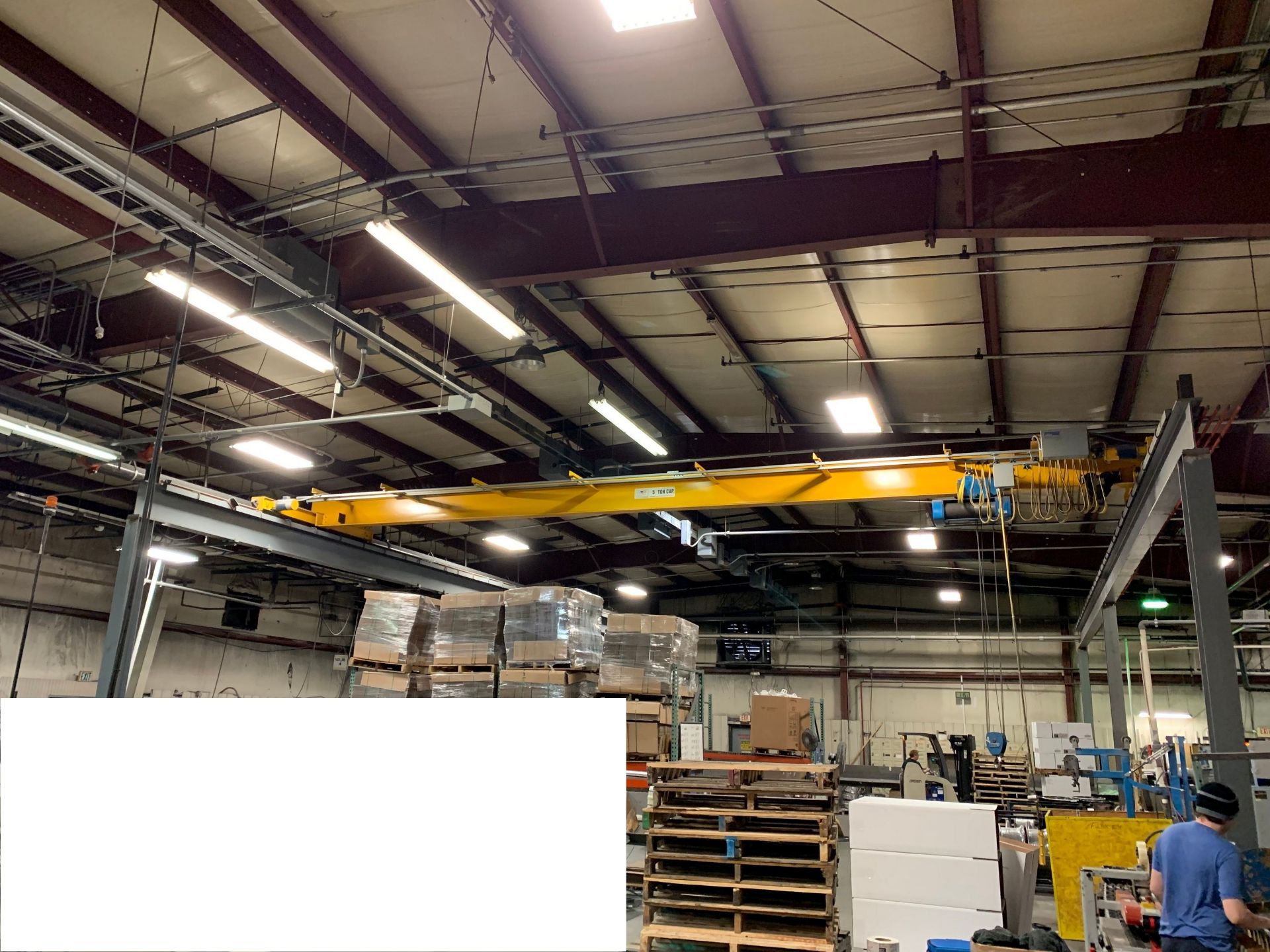 5 TON X 40' SPAN X 70' LONG US CRANE & HOIST FREE-STANDING TOP RUNNING BRIDGE CRANE SYSTEM; 5 TON