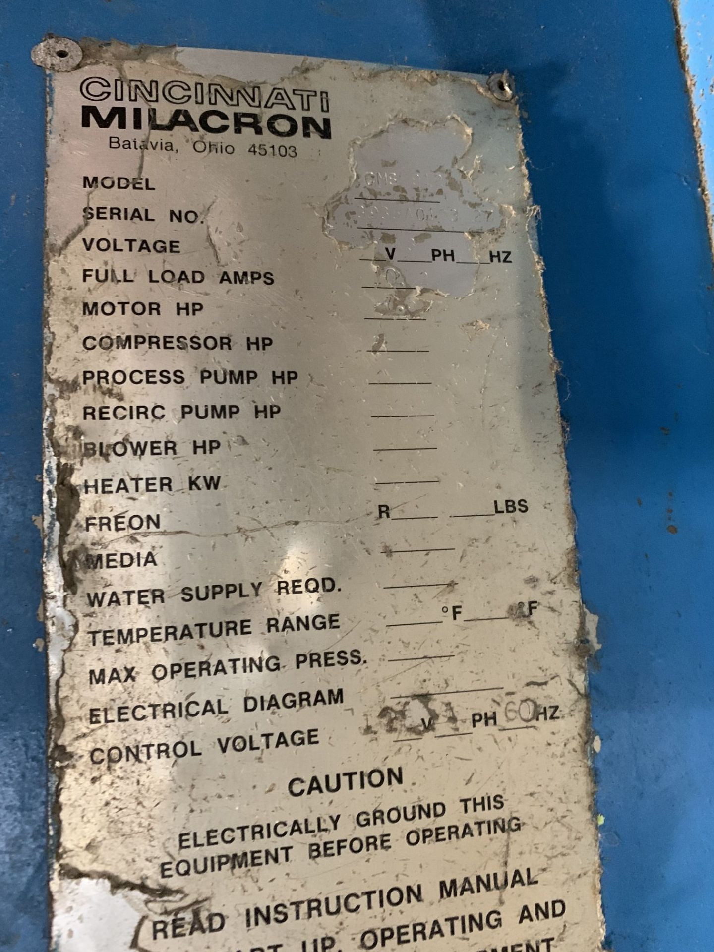 ** 10 HP CINCINNATI MILACRON MODEL CMS912 PLASTIC GRANULATOR; S/N 3935A019327, 9" X 12" OPENING - Bild 4 aus 4