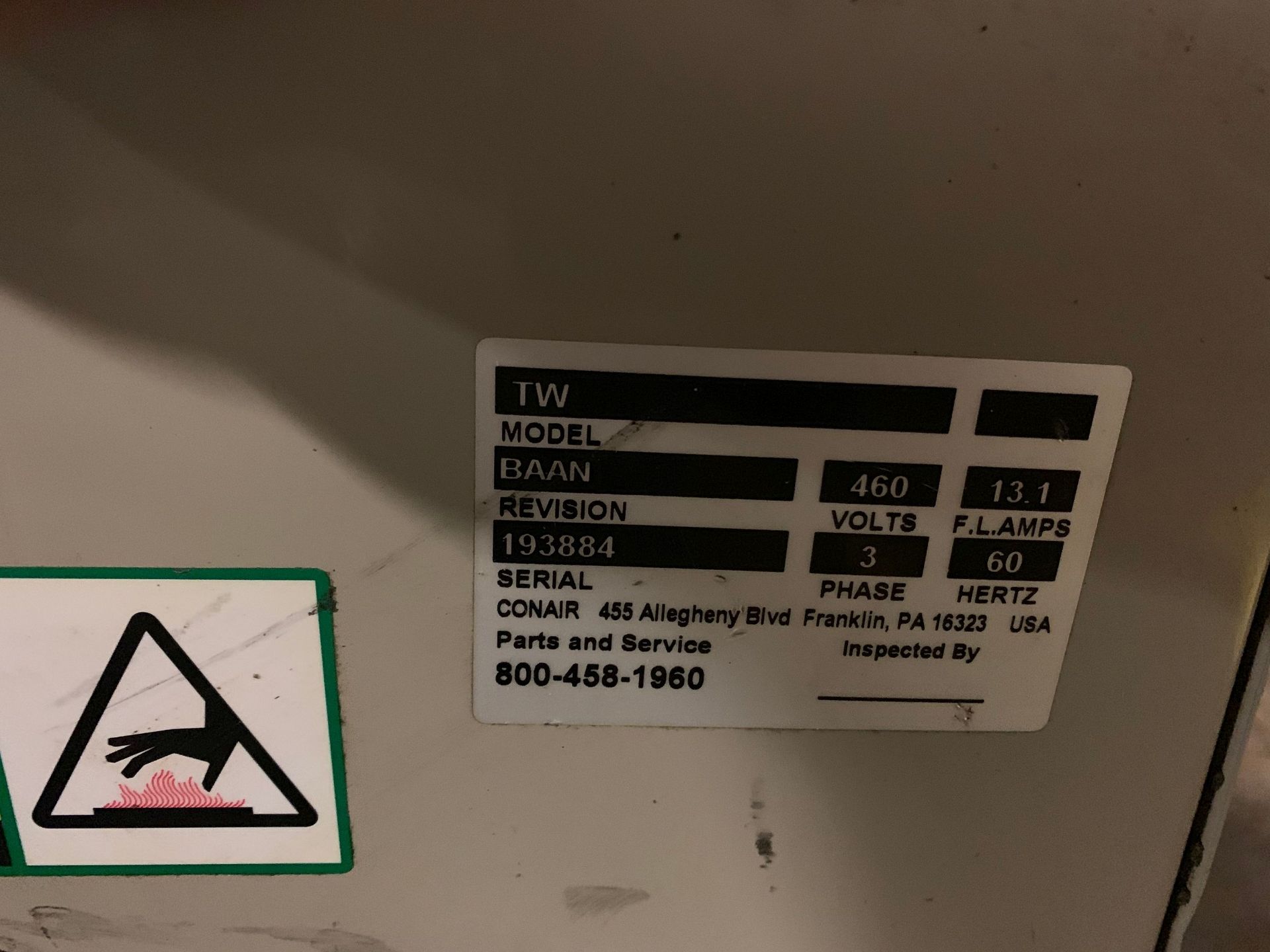 CONAIR MODEL TW LIQUID MOLD TEMPERATURE CONTROLLER; S/N 19384 - Image 4 of 4