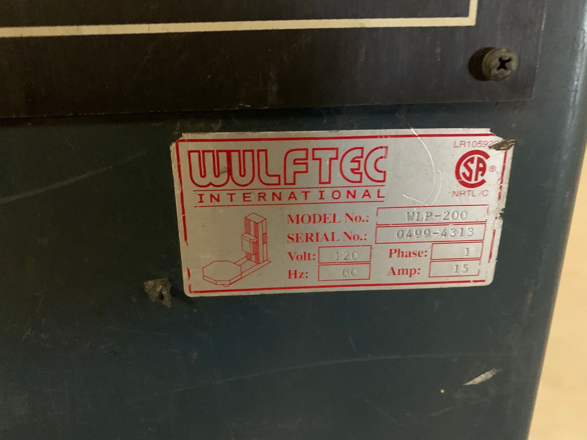 WULFTEC MODEL WLD-200 AUTO STRETCH WRAPPER; S/N 0499-4313, 60" ROTARY TABLE - Image 3 of 4