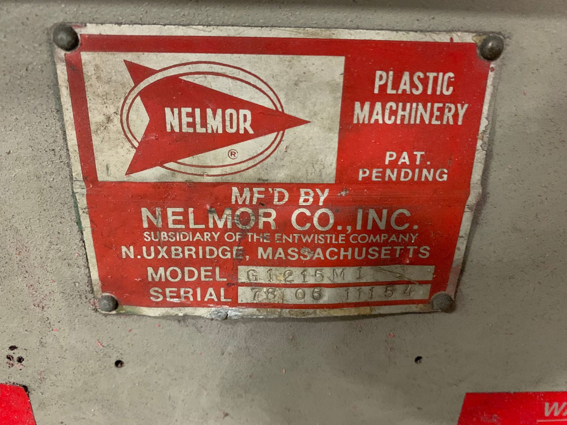 15-HP NELMOR MODEL G1215M1 PLASTIC GRANULATOR; S/N 780611154, 12" X 15" FRONT OPENING - Bild 3 aus 4